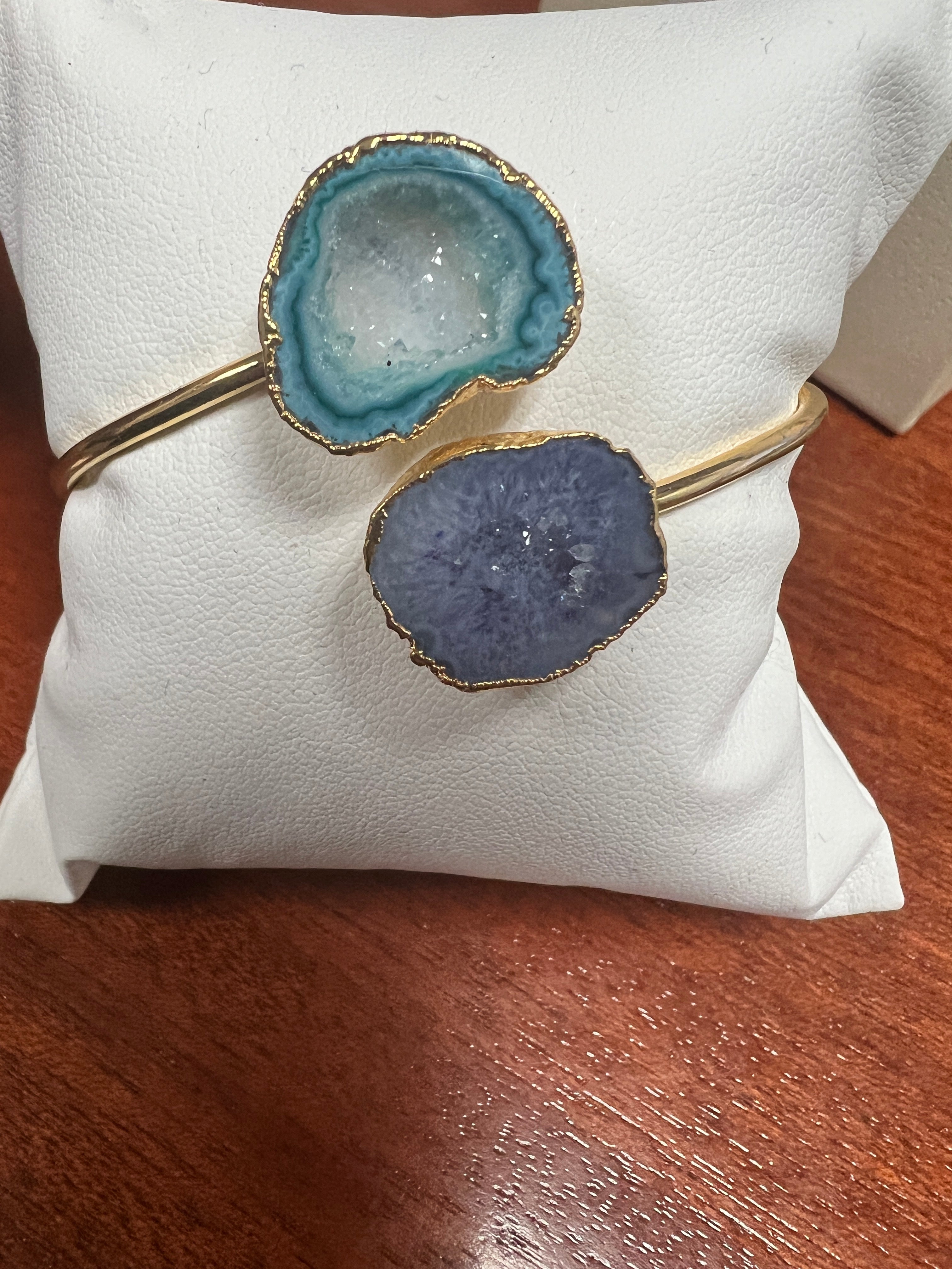 Natural Agate Double Cuff Bracelet for Women - Elegant Stone Beaded Bangle for Boho Style, Gift Giving & Everyday Wear