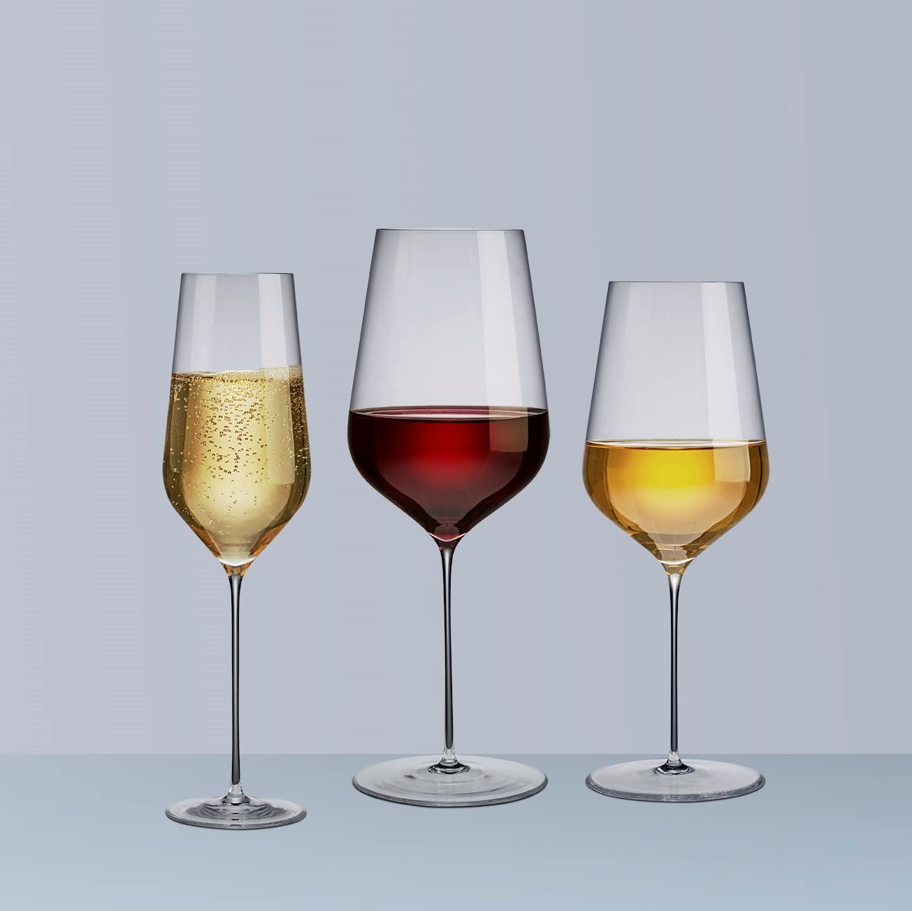 Handmade NUDE GLASS Stem Zero Trio Champagne Flutes - 9.75 oz Elegant Crystal Clear Wine Glasses for Weddings, Parties & Celebrations (Set of 3, 2