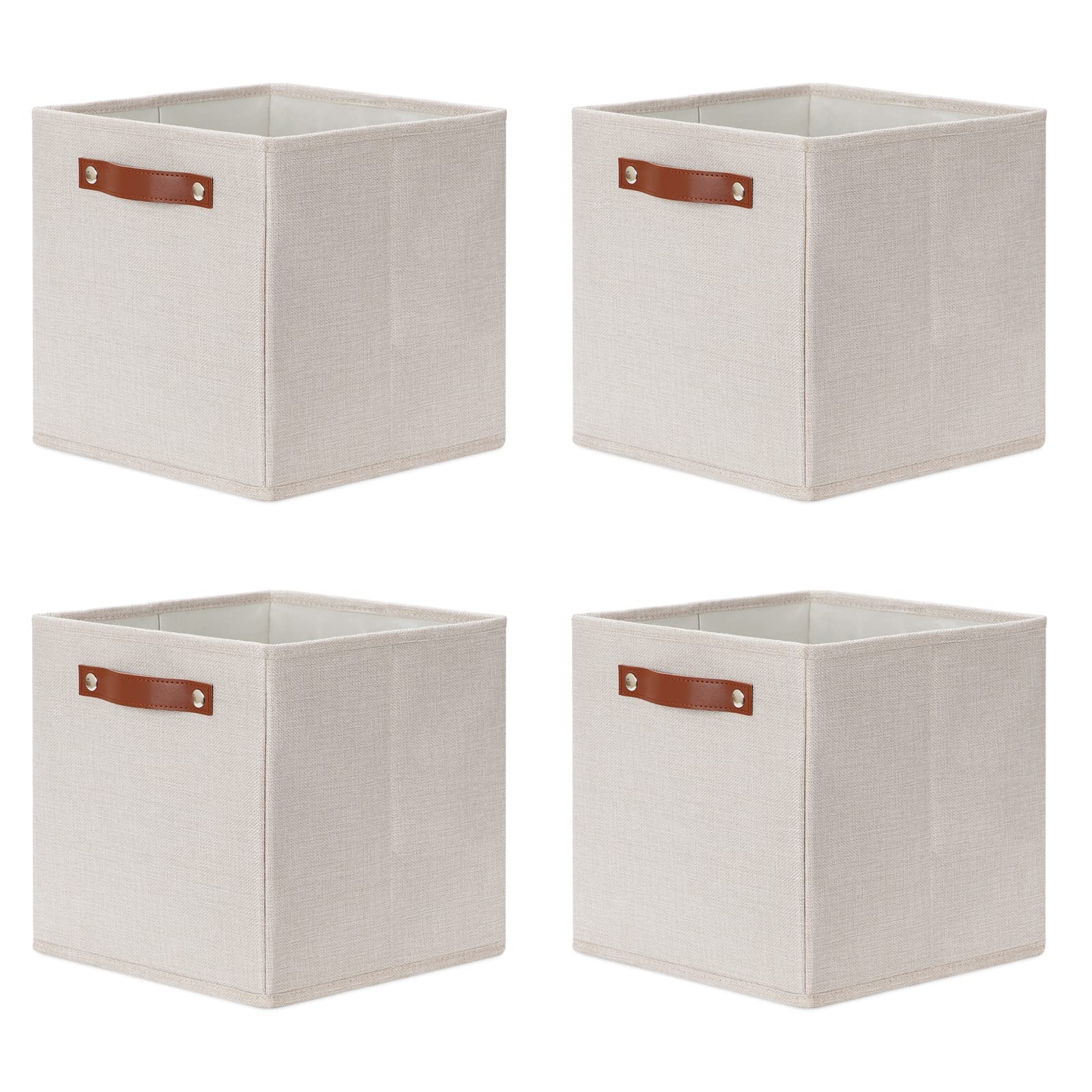 DULLEMELO Foldable Fabric Storage Bins - Sturdy Closet & Shelf Organizers for Toys, Towels, Clothes & Home Organization | Space-Saving Nursery & Gift Storage Solutions (Beige) | Perfect for Bedroom, Closet & Kids Room Organization