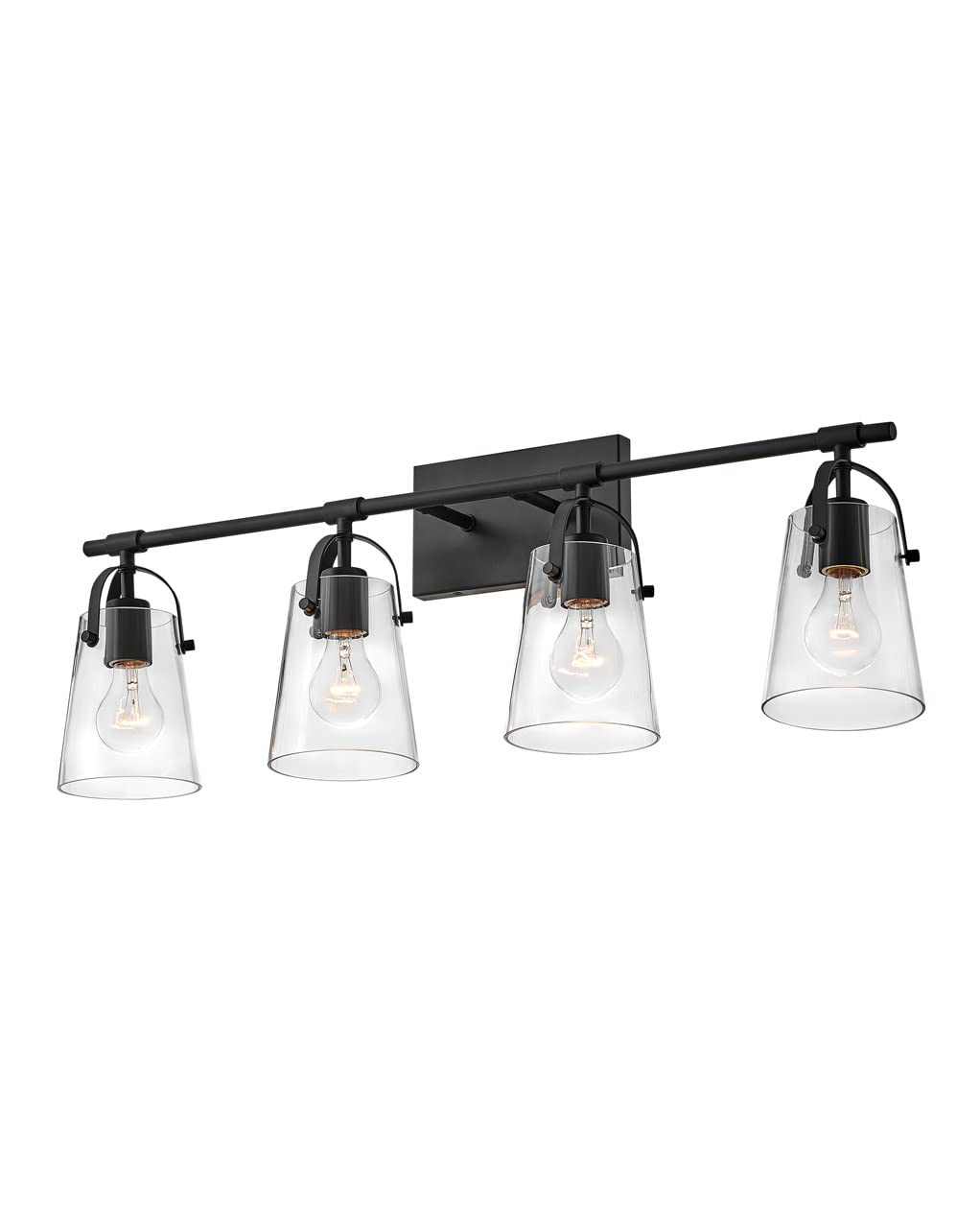 Hinkley Foster Collection 4-Light Bathroom Vanity Light Fixture - Black Finish with Clear Glass Shades for Bathroom Mirror Lighting & Modern Home Decor