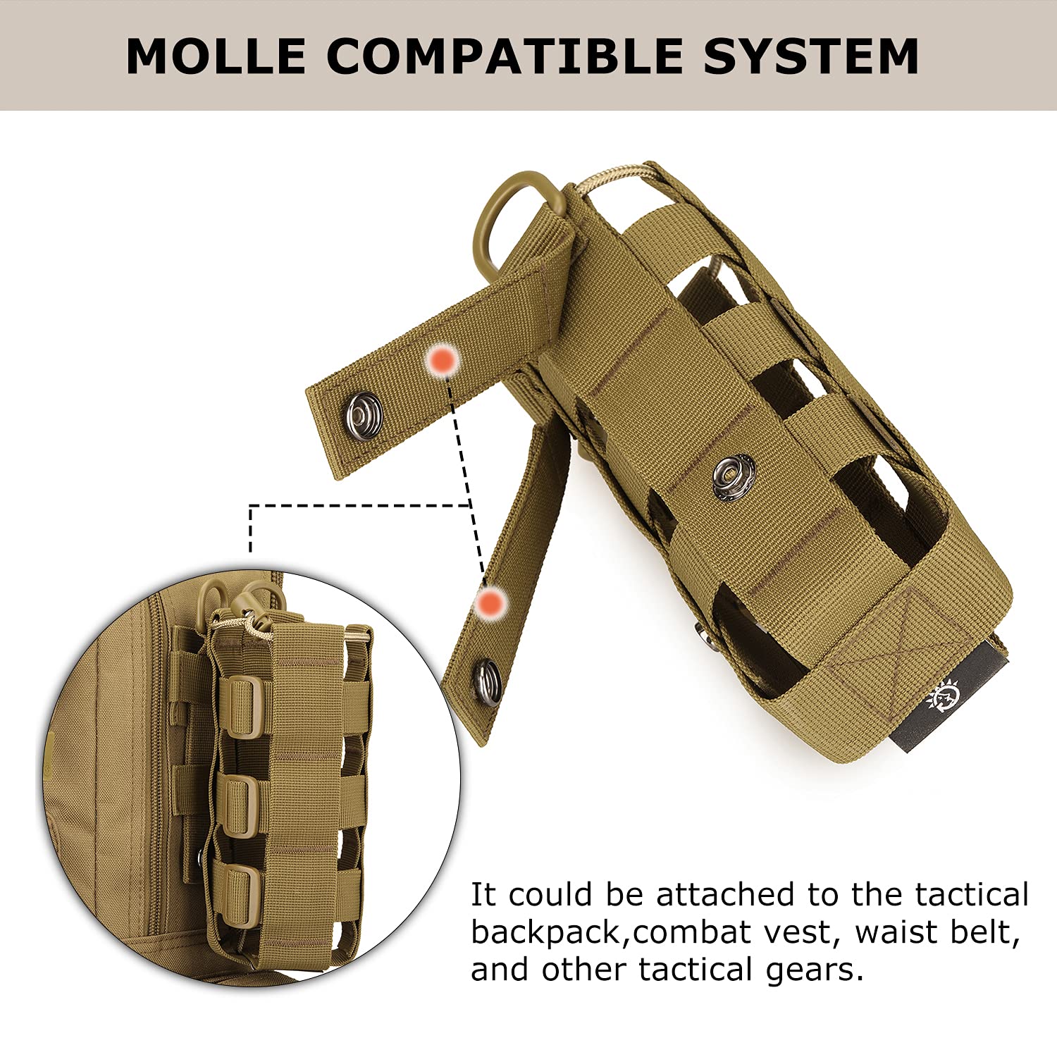 Molle Water Bottle Holder - Tactical Molle Water Bottle Pouch for Backpack Attachment, Durable & Versatile for Outdoor, Hiking, and Military Use