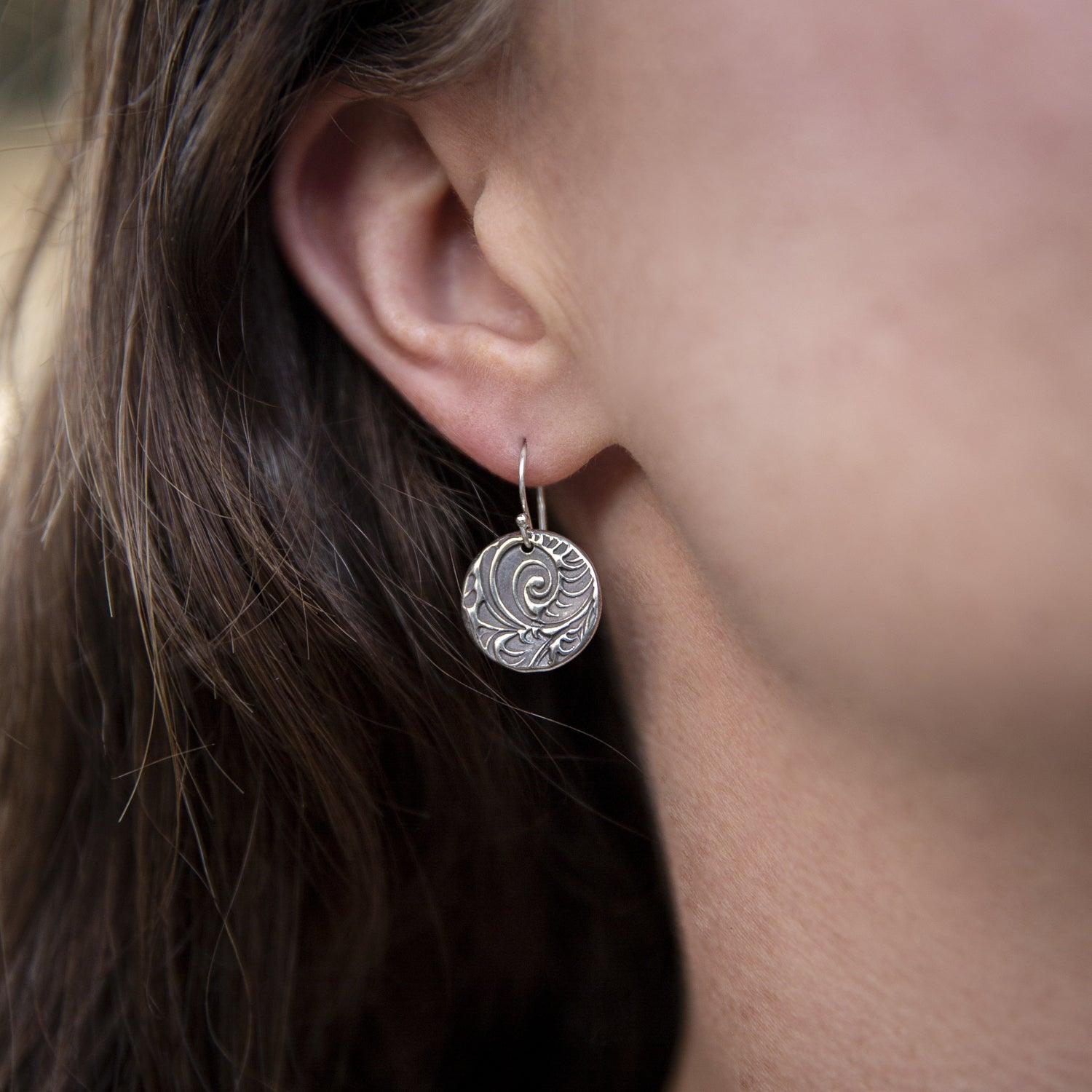 Elegant Small Plume Disc Earrings for Women - Lightweight & Hypoallergenic - Perfect for Parties, Weddings & Everyday Wear