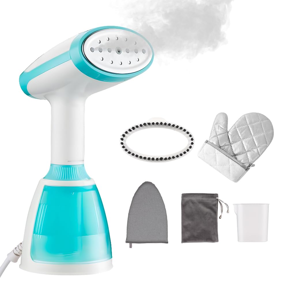 1500W Portable Handheld Clothes Steamer - Fast 20-Second Heat Up, Wrinkle Remover for All Fabrics with Detachable Water Tank & Fabric Brush | Perfect for Travel, Home, Office & Wedding Attire (White)