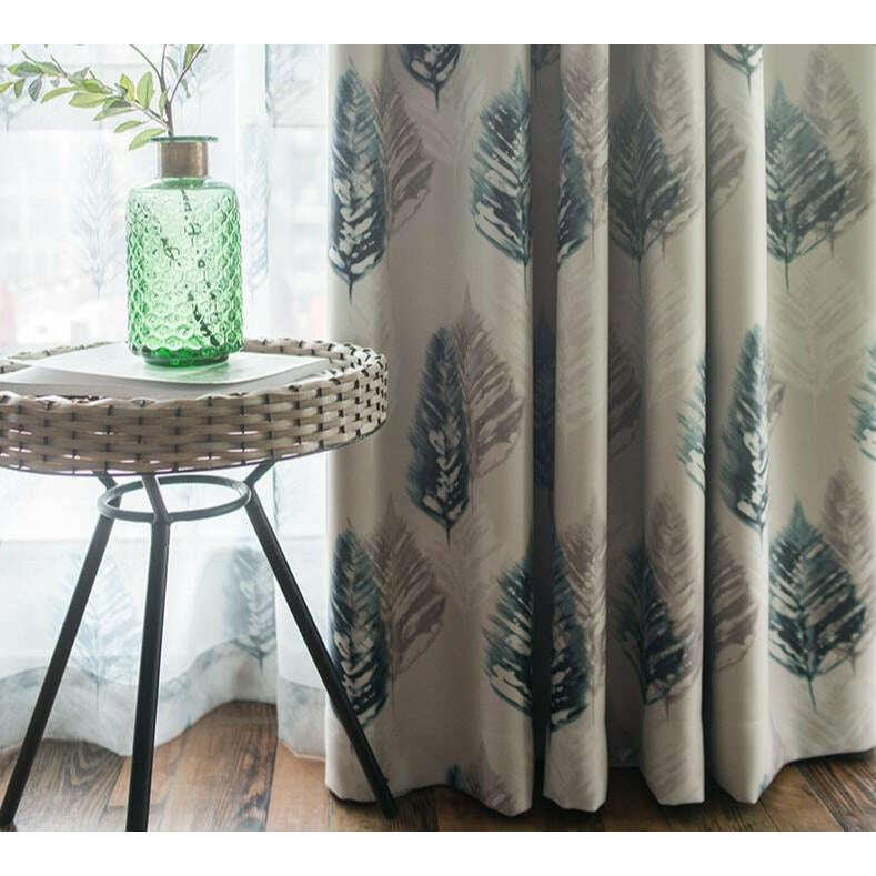 Jason Abstract Leaves Print Blackout Curtains for Bedroom - Thermal Insulated Room Darkening Drapes for Better Sleep & Privacy