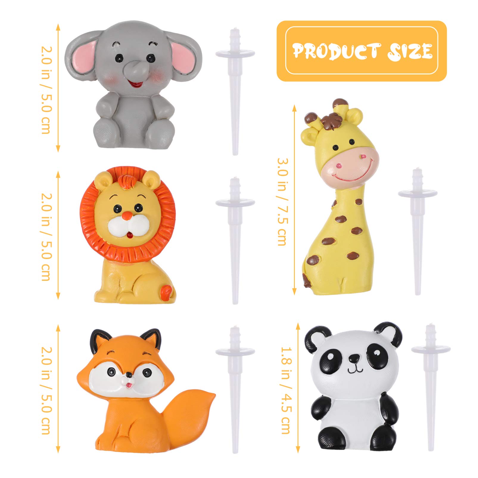 Jungle Animal Cake Toppers 5Pcs - Zoo Animal Cake Decorations for Birthday Party, Baby Shower & Jungle Theme Celebrations - Perfect for Cakes, Cupcakes & Desserts