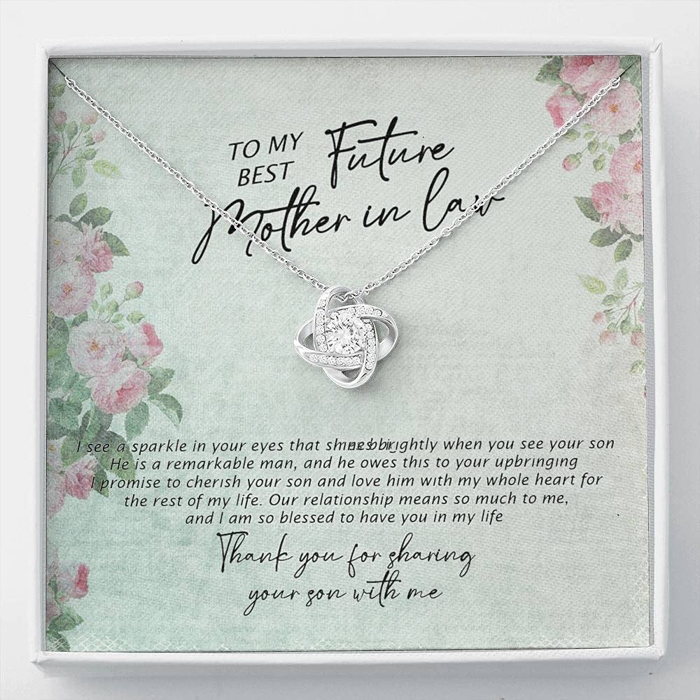 Love Knot Necklace Gift for Mother-in-Law with Card & Box - Wedding Jewelry