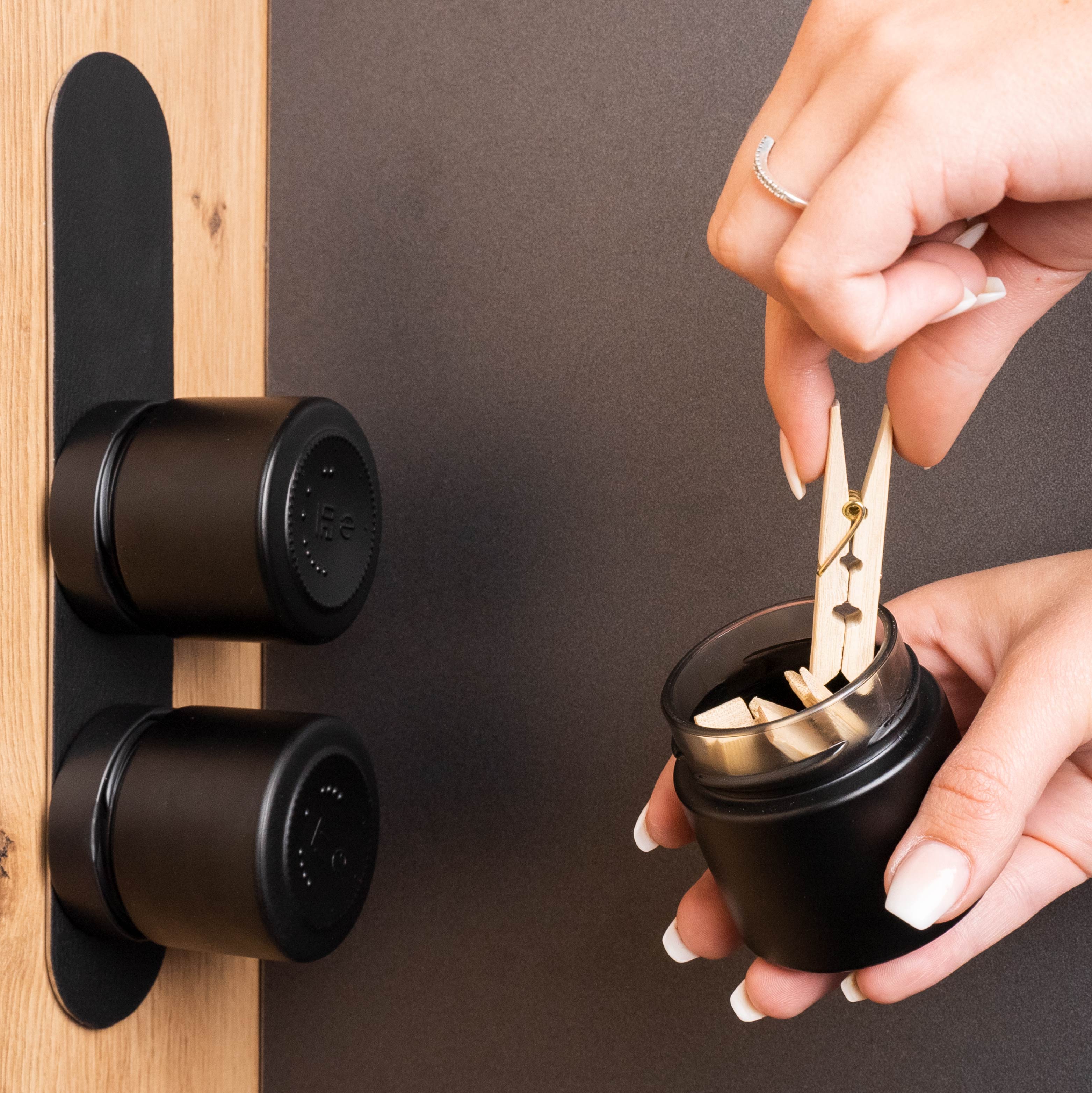 Premium Black Magnetic Spice Jars 125ml with Black Holder - Perfect for Kitchen Organization & Spice Storage
