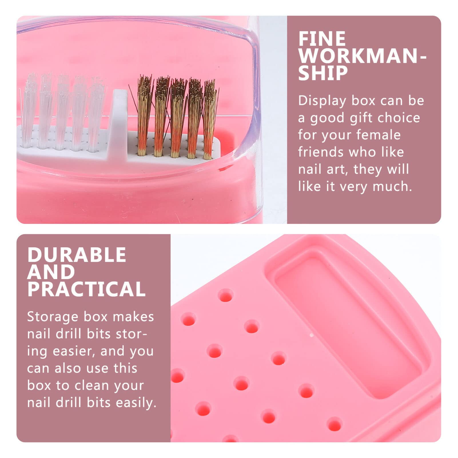 Minkissy 2-in-1 Nail Drill Bits Holder & Organizer Box - Professional Nail Drill Accessories Storage Container for Nail Grinding Heads - Perfect for Salon, Home Manicure & Nail Art Kits