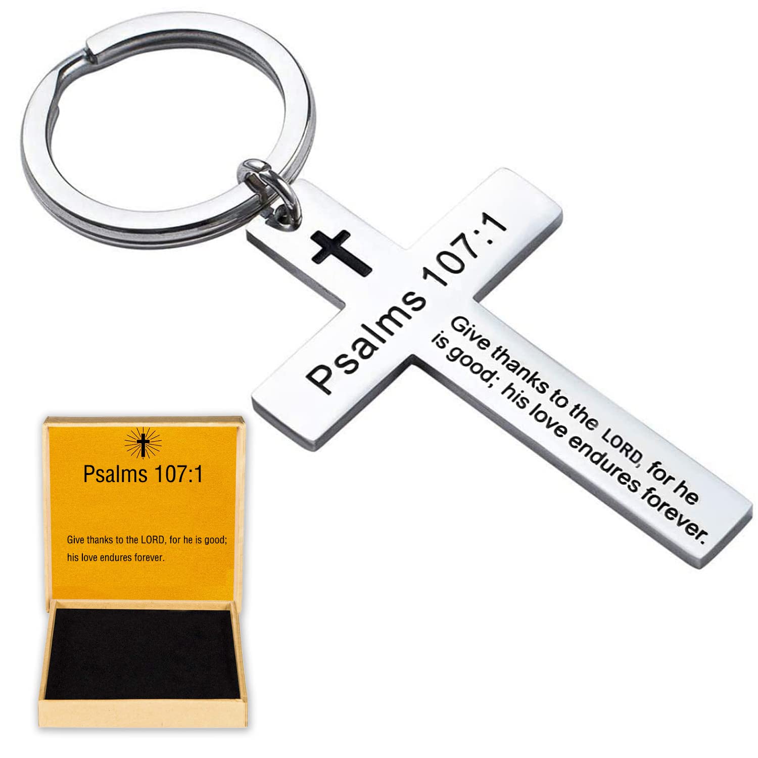Religious Cross Keychain for Men - Christian Bible Verse Keychain with Scripture, Easter Basket Stuffer Gift - Perfect for Easter Gifts, Church Events & Daily Faith Inspiration