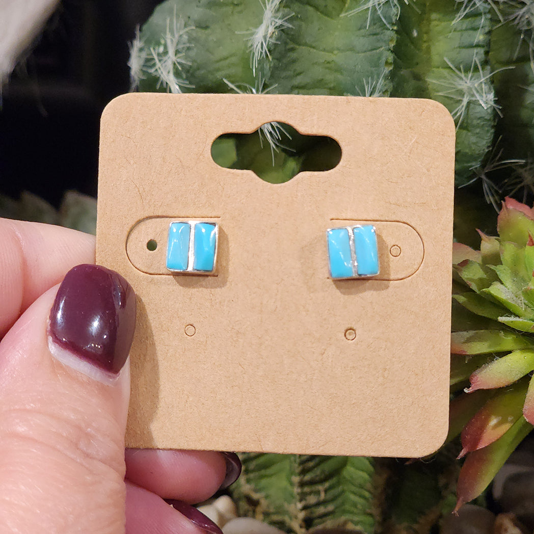 2 Bar Zuni Studs - Sterling Silver Native American Jewelry for Women - Perfect for Casual Wear, Boho Style & Gift Giving