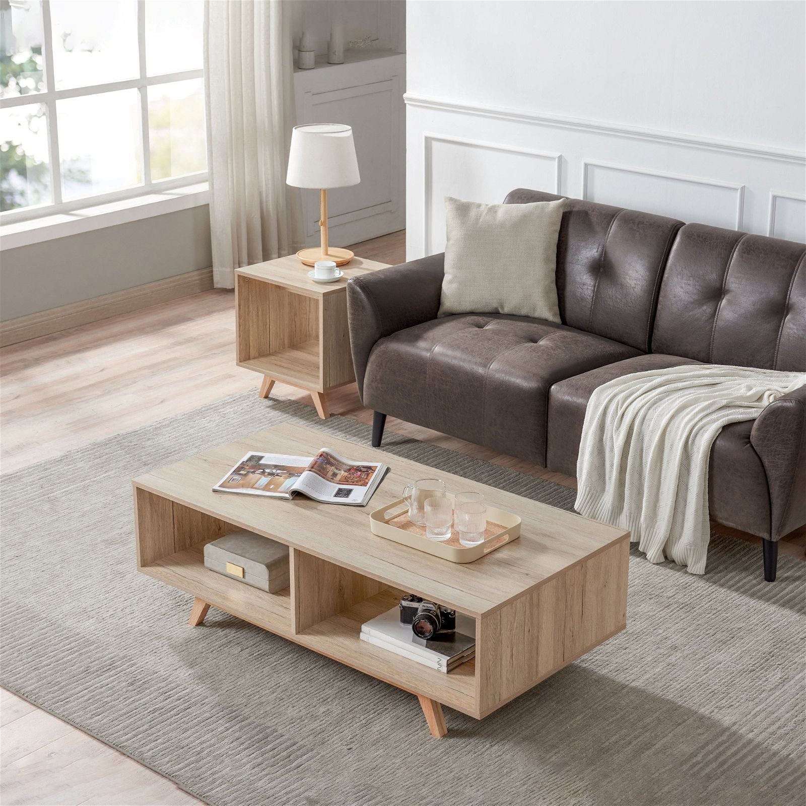 Tauris™ Metro End Table Light Oak - Modern Side Table for Living Room, Bedroom & Office - Compact & Stylish Furniture for Small Spaces