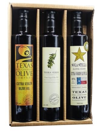 Premium Award-Winning Olive Oil Gift Set - Texas Millers Blend, Terra Verde Estate & Sola Stella (3x500ml) in Kraft Gift Box - Perfect for Gourmet Cooking, Holiday Gifting & Special Occasions