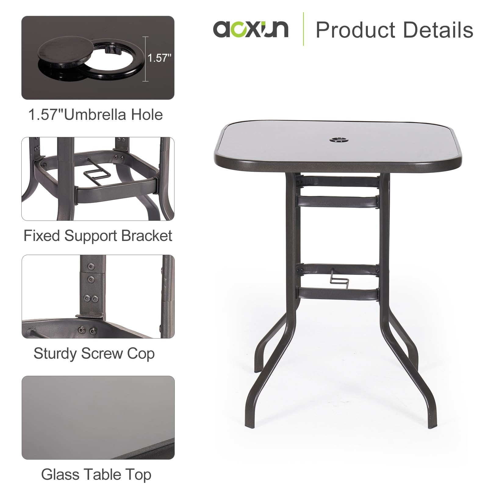 Aoxun 3-Piece Outdoor Swivel Bar Stool Set - 2 Patio Bar Stools with 1 Bar Table, Weather-Resistant Outdoor Dining Set for Backyard, Garden, Balcony & Deck - Perfect for BBQs, Poolside Lounging & Outdoor Entertaining