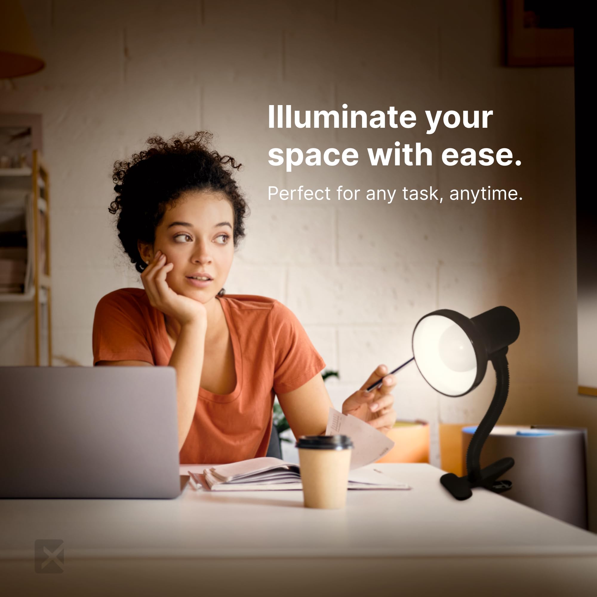 Xtricity 2-Pack LED Clip On Desk Lamp with 360° Adjustable Gooseneck - 6W A19 Bulb Included, 120V, On/Off Switch, 10.25