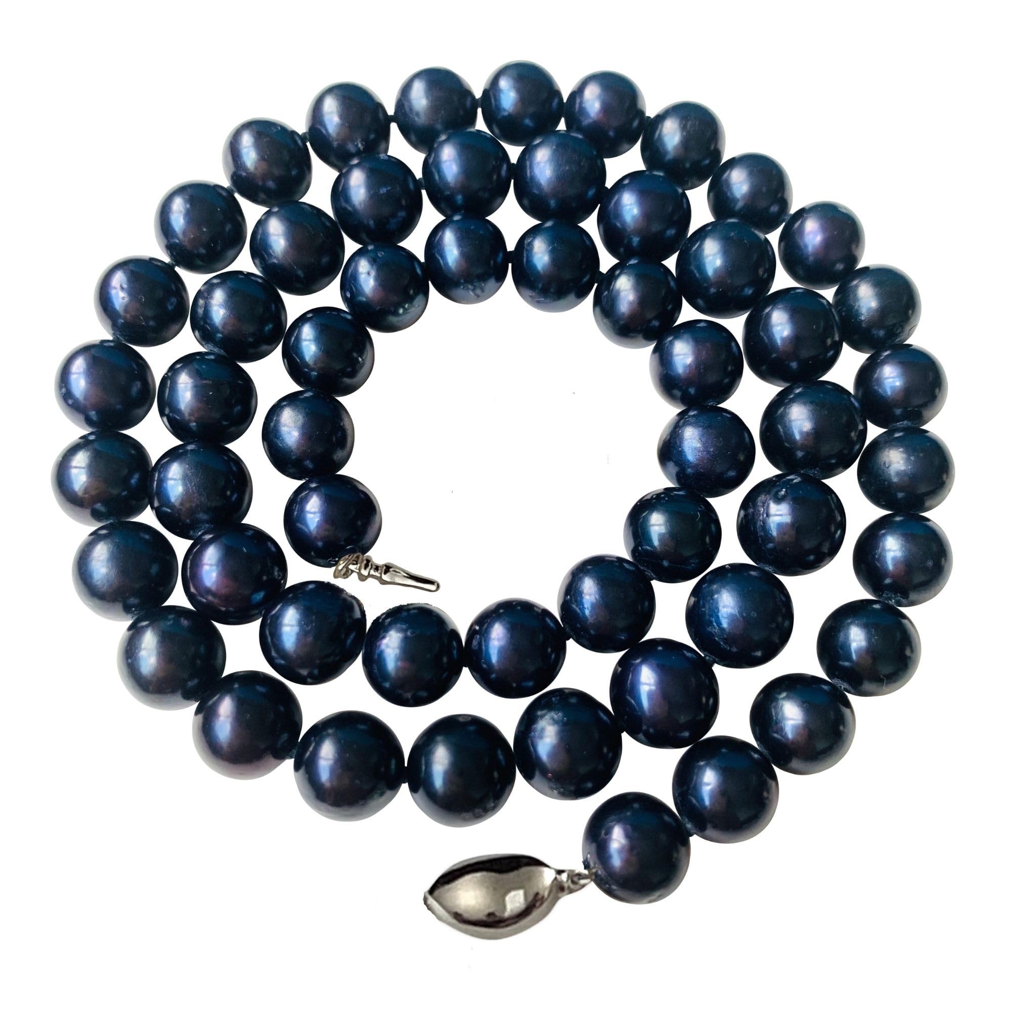 II ROUND PEARL II Genuine Cultured Freshwater Black Pearl Necklace for Women & Men - Sterling Silver Jewelry for Wedding, Anniversary & Birthday Gifts - Perfect for Formal Events, Date Nights & Special Occasions