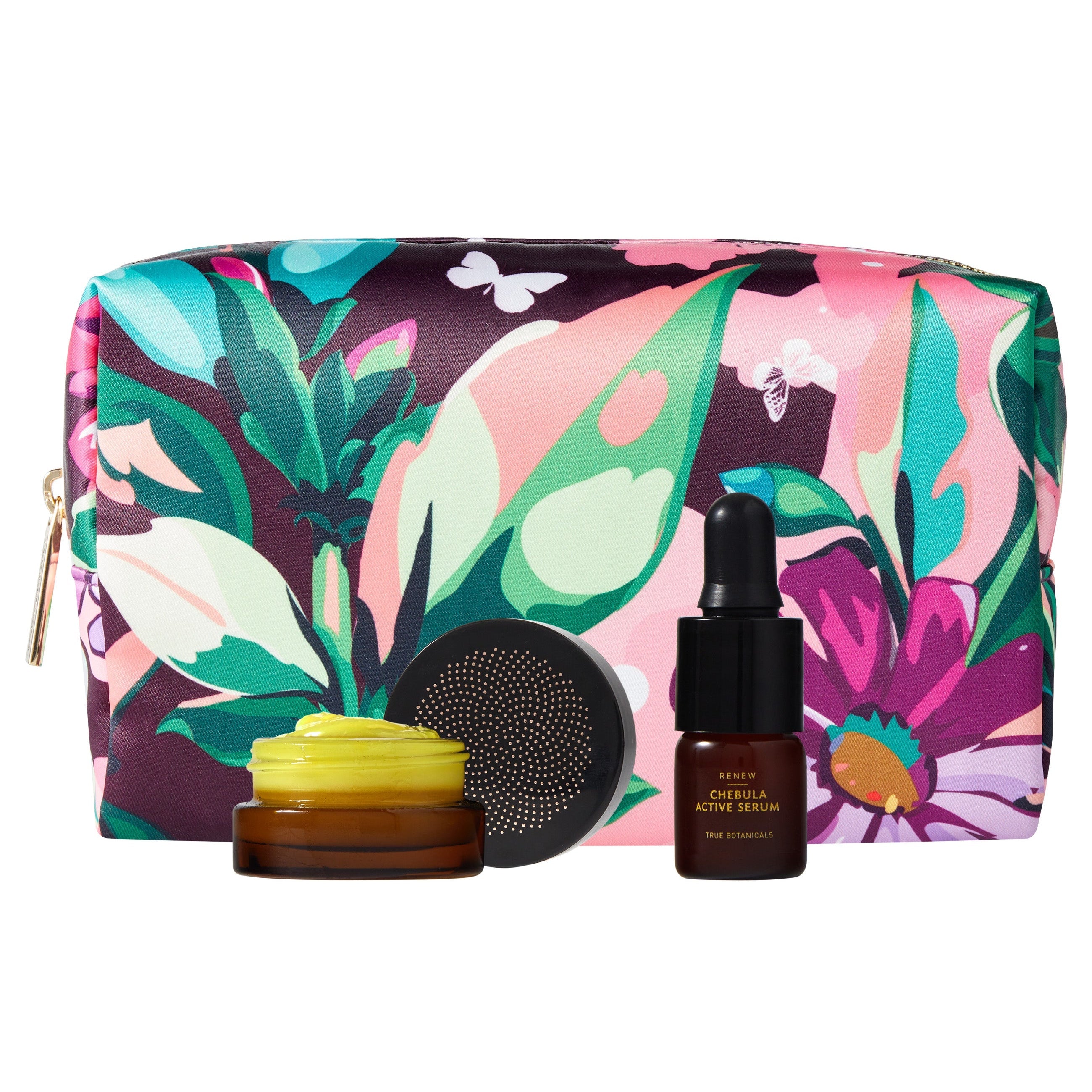 True Botanicals Ginger Cleansing Balm & Chebula Serum Set with Free Bag - Organic Skincare Duo for Dry & Sensitive Skin | Perfect for Travel & Daily Routine
