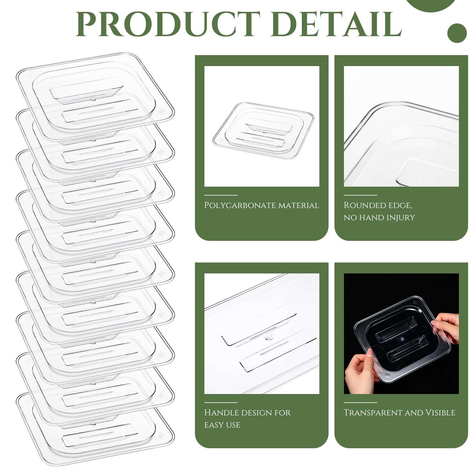 Hoolerry 24-Pack 1/6 Size Clear Polycarbonate Food Pan Lids with Handles - Commercial Grade Restaurant Food Storage Covers for Buffet, Catering & Kitchen Organization