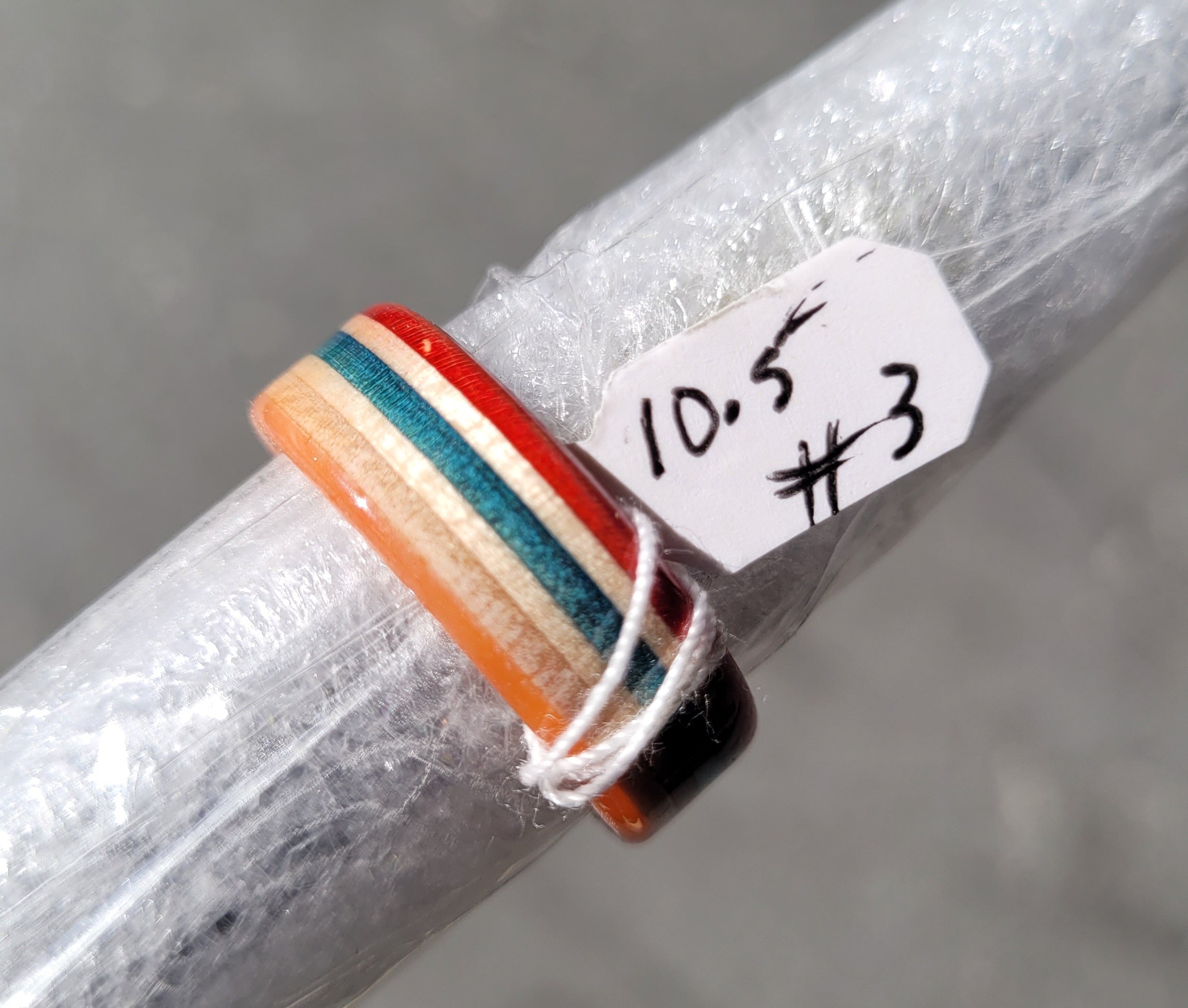 Recycled Bo Tuff Skateboard Ring - Size 10.5 (#3) - Durable Eco-Friendly Jewelry for Skateboarders & Action Sports Enthusiasts - Perfect for Everyday Wear, Gifts & Skate Culture Fashion