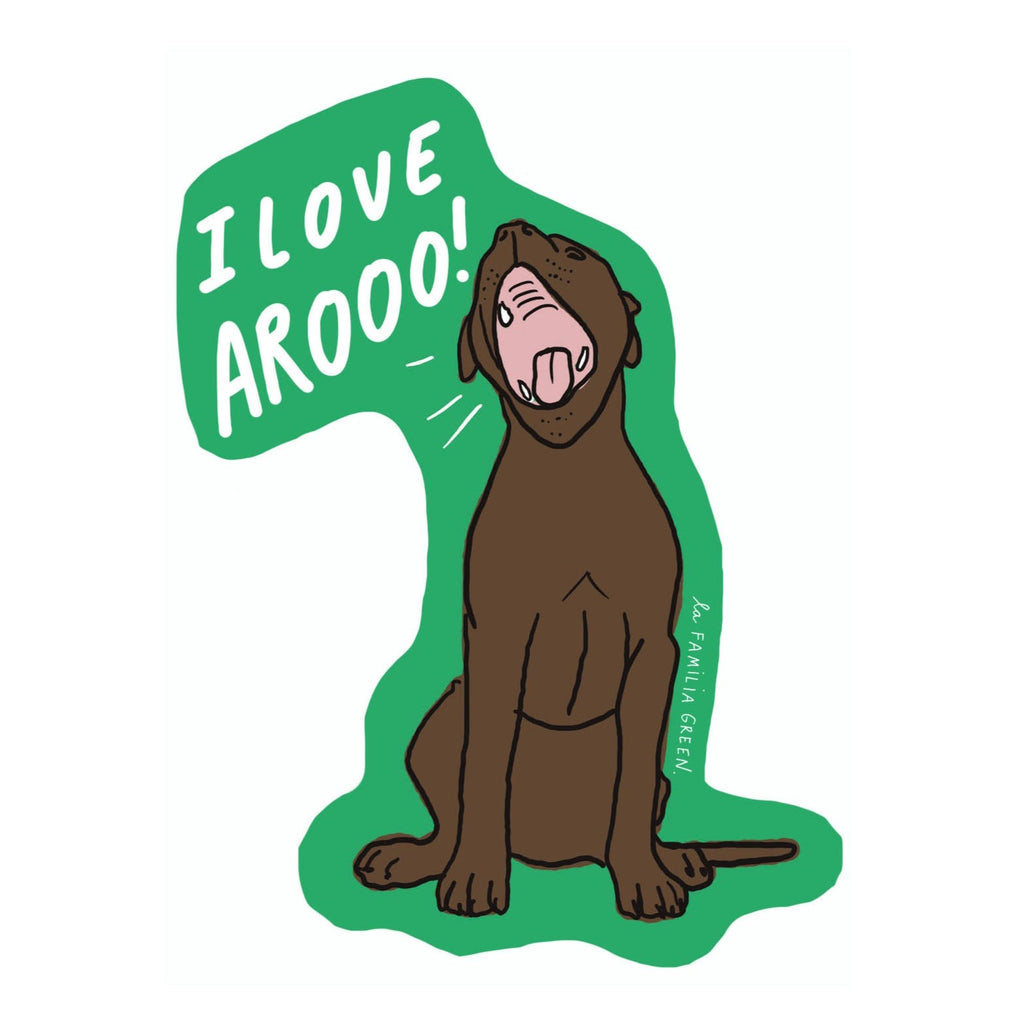 I Love Aroo Sticker - La Familia Green Decal for Laptops, Water Bottles & Notebooks - Fun Vinyl Sticker for Personalizing Your Belongings
