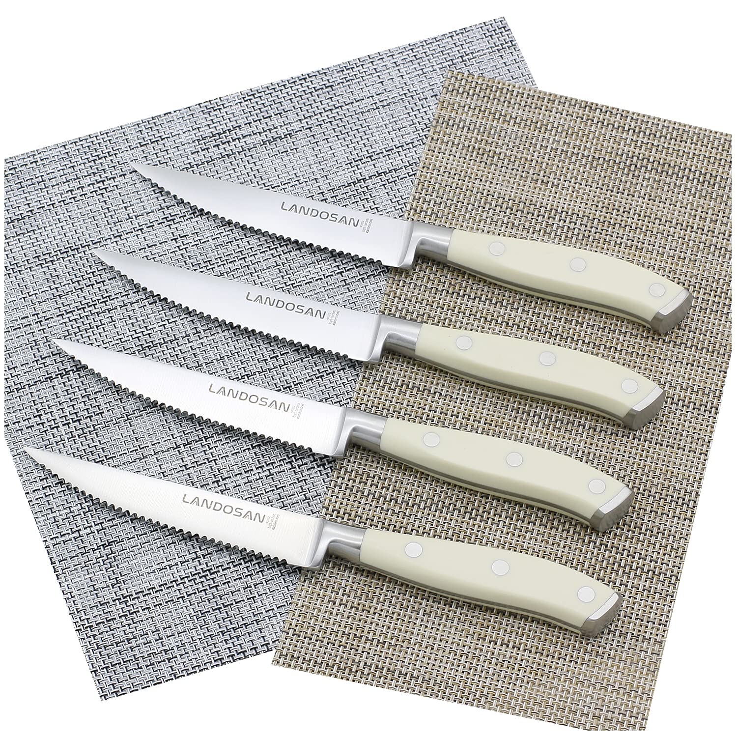 Premium 4-Piece Serrated Steak Knives Set - Stainless Steel, Dishwasher Safe - Perfect for Steak Dinners, BBQ Parties & Fine Dining Experience