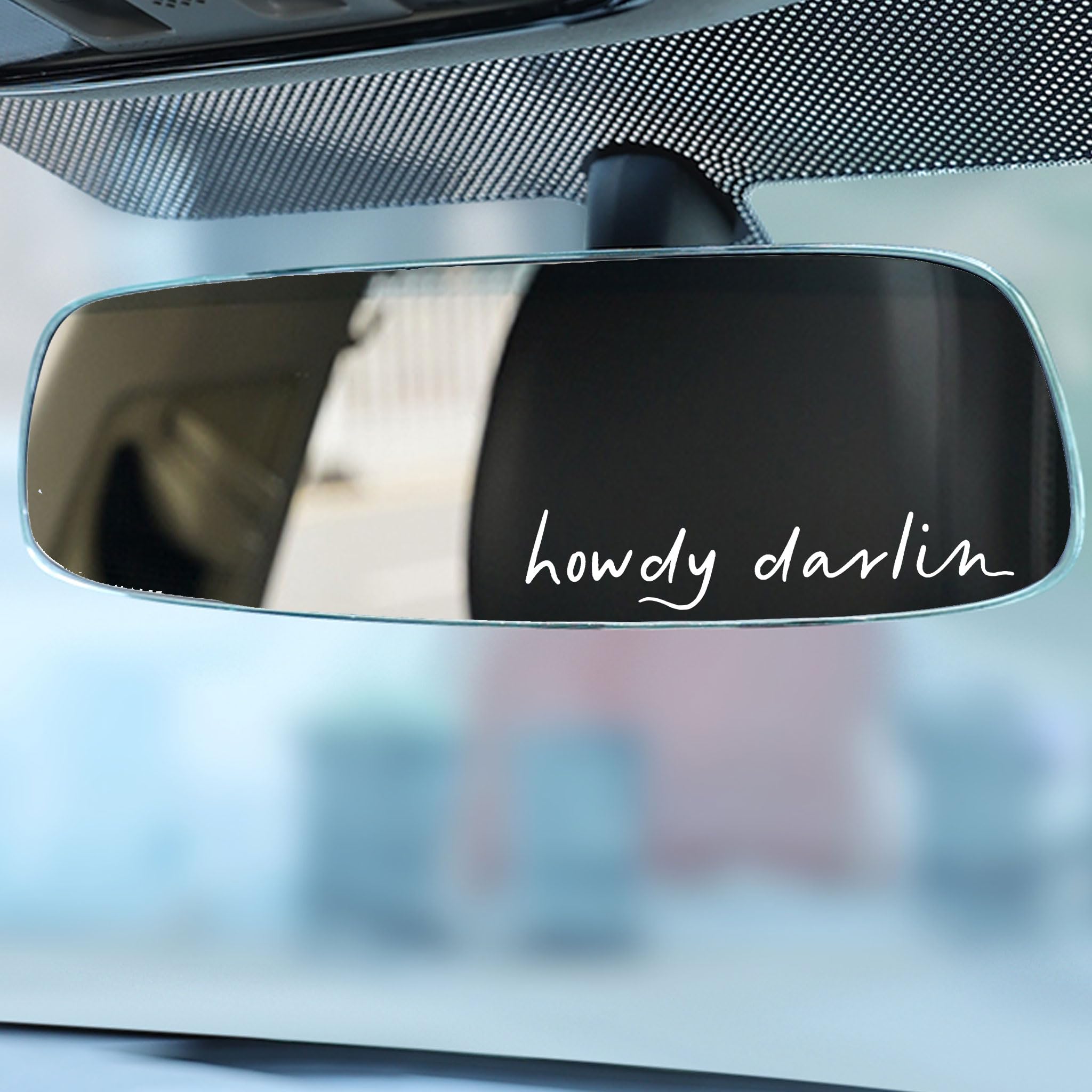 2 Pack Howdy Darlin Car Decals - Western Style Window Stickers with Positive Affirmations for Girls - Rear View Mirror & Auto Decor (White) - Perfect for Truck, SUV & Car Personalization