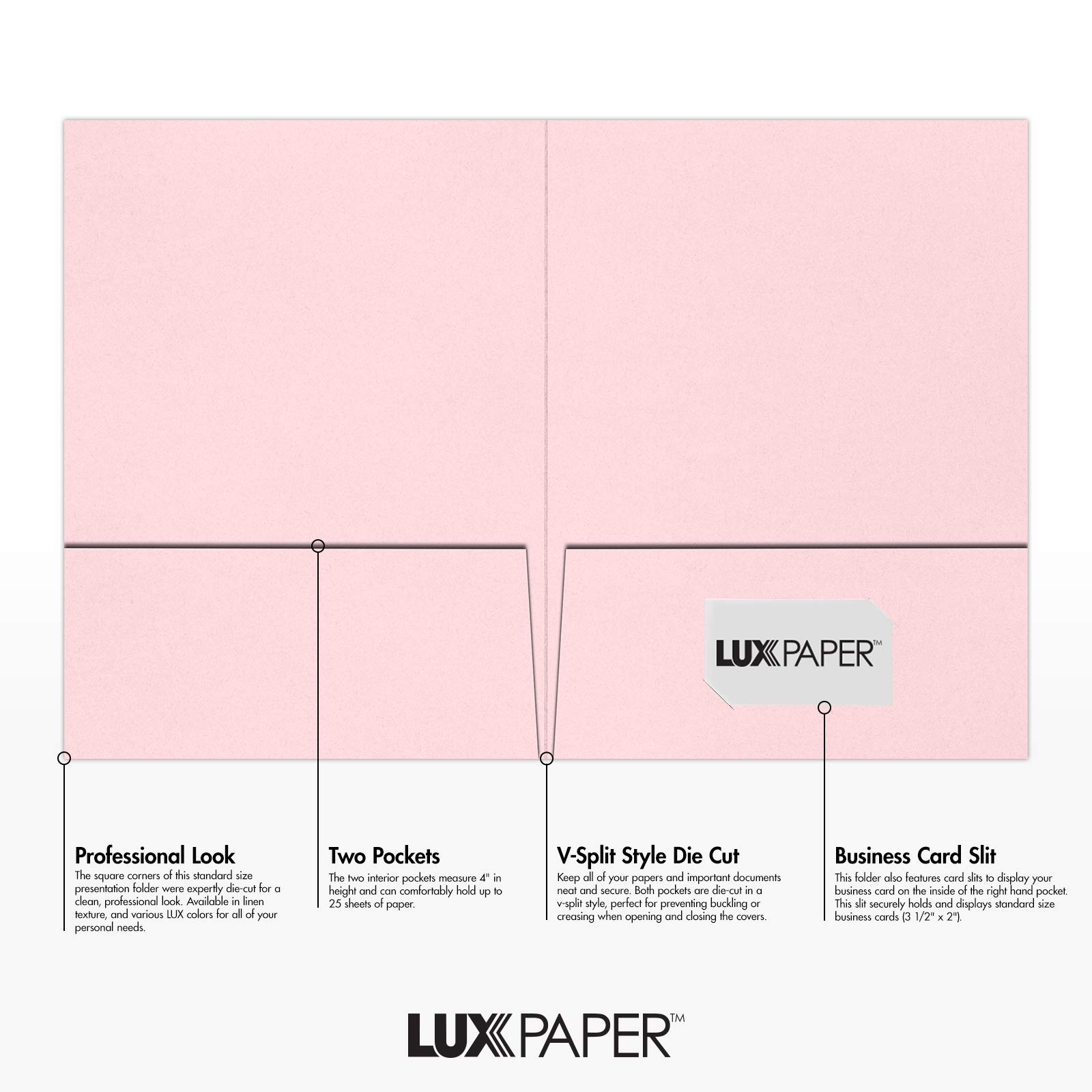 Premium 9 x 12 Presentation Folders - 100 lb. Candy Pink with 2 Pockets - Holds Standard 8.5 x 11 Paper - Ideal for Business Documents, School Reports, Brochures & Professional Presentations - 50 Pack (Light Pink) - Perfect for Office, School & Corporate Use