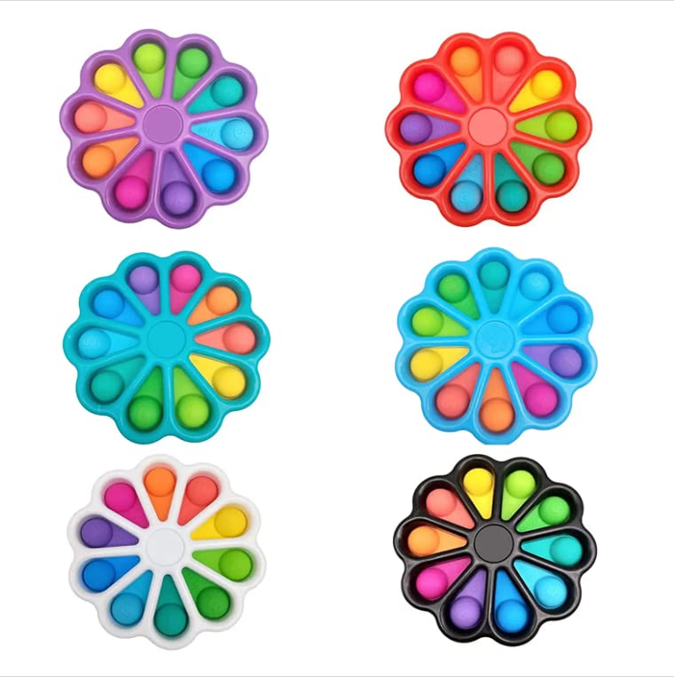 Flower Dimple Fidget Toy - 10 Colorful Pop Bubble Sensory Toy for Stress & Anxiety Relief - Kids & Adults Fidget Toy for Home, Office, Travel & Classroom (Red) STTCLPAT-01