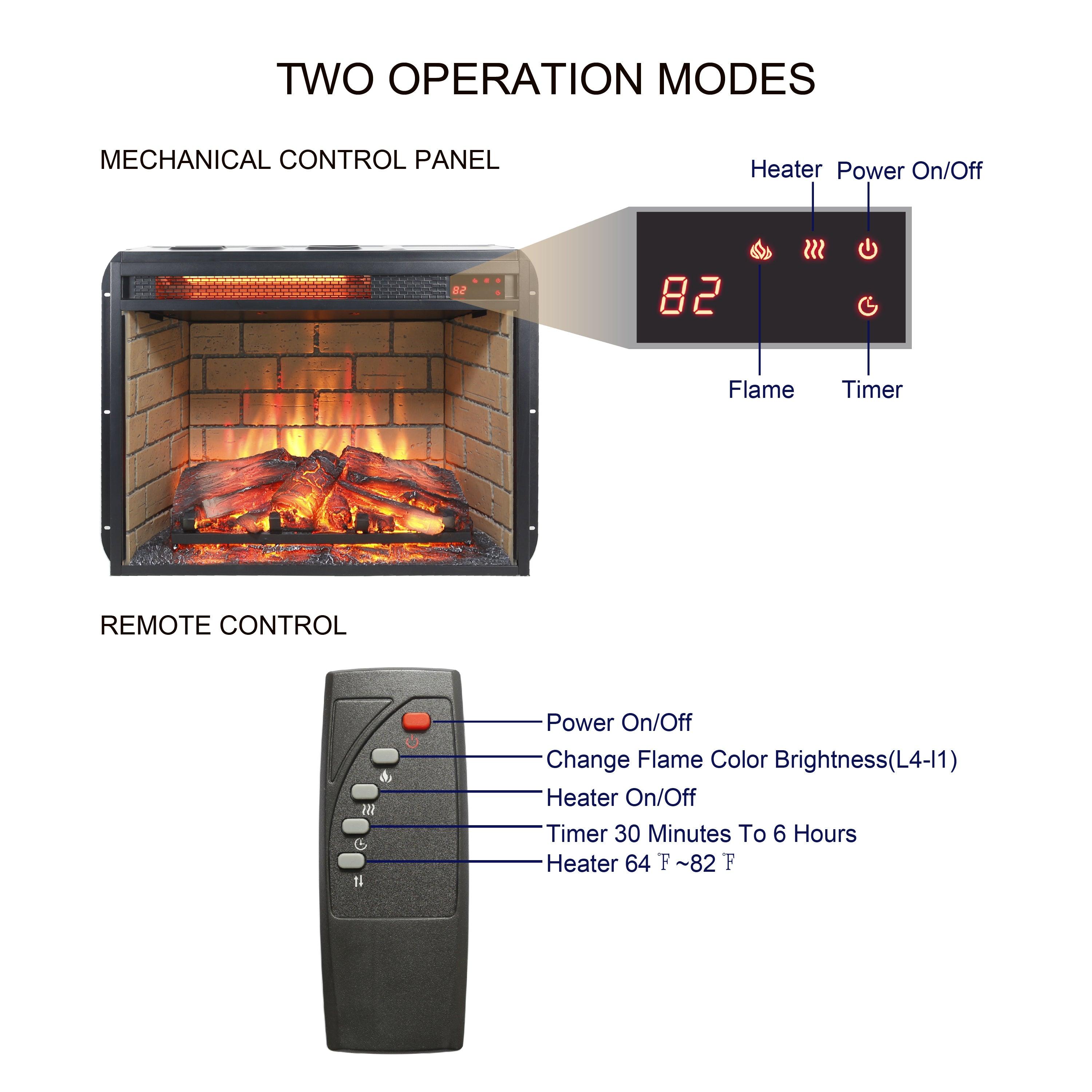 23 Inch Infrared Quartz Electric Fireplace Insert - Realistic Flame Effect, Remote Control - Perfect for Living Room, Bedroom & Office Heating