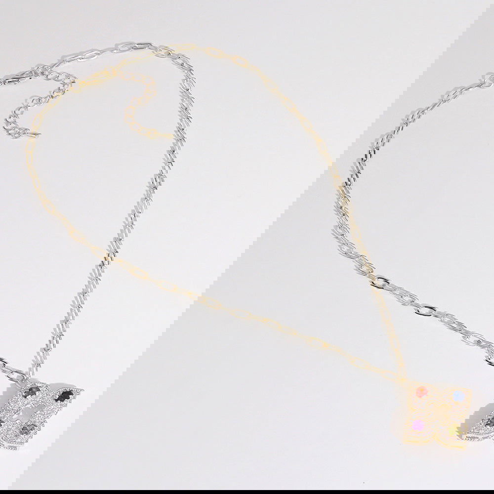 14K Gold Plated CZ Stone Pendant Paperclip Chain Necklace for Women - Elegant Layering Jewelry Gift for Birthday, Anniversary & Valentine's Day