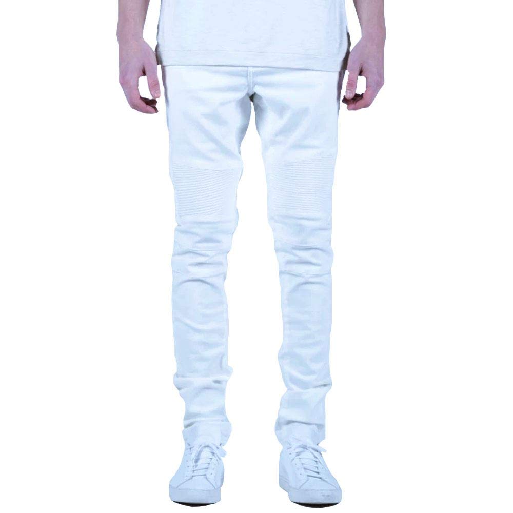 Embellish Spencer Biker Denim Jeans for Women - White Distressed High Waisted Skinny Jeans | Perfect for Casual Outfits, Motorcycle Rides & Street Style Fashion