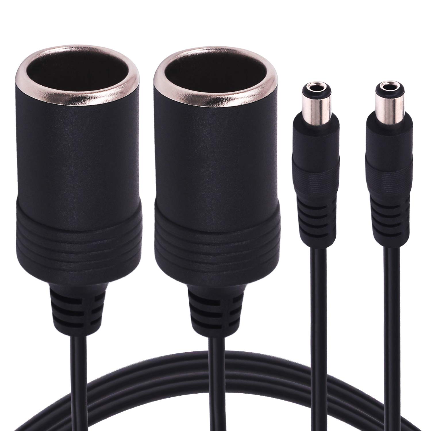 Yeebline 2-Pack Car Cigarette Lighter to DC 5.5x2.1mm Power Adapter Cable - Female Socket to Plug Converter for Car Chargers, GPS, Dash Cams & Portable Devices
