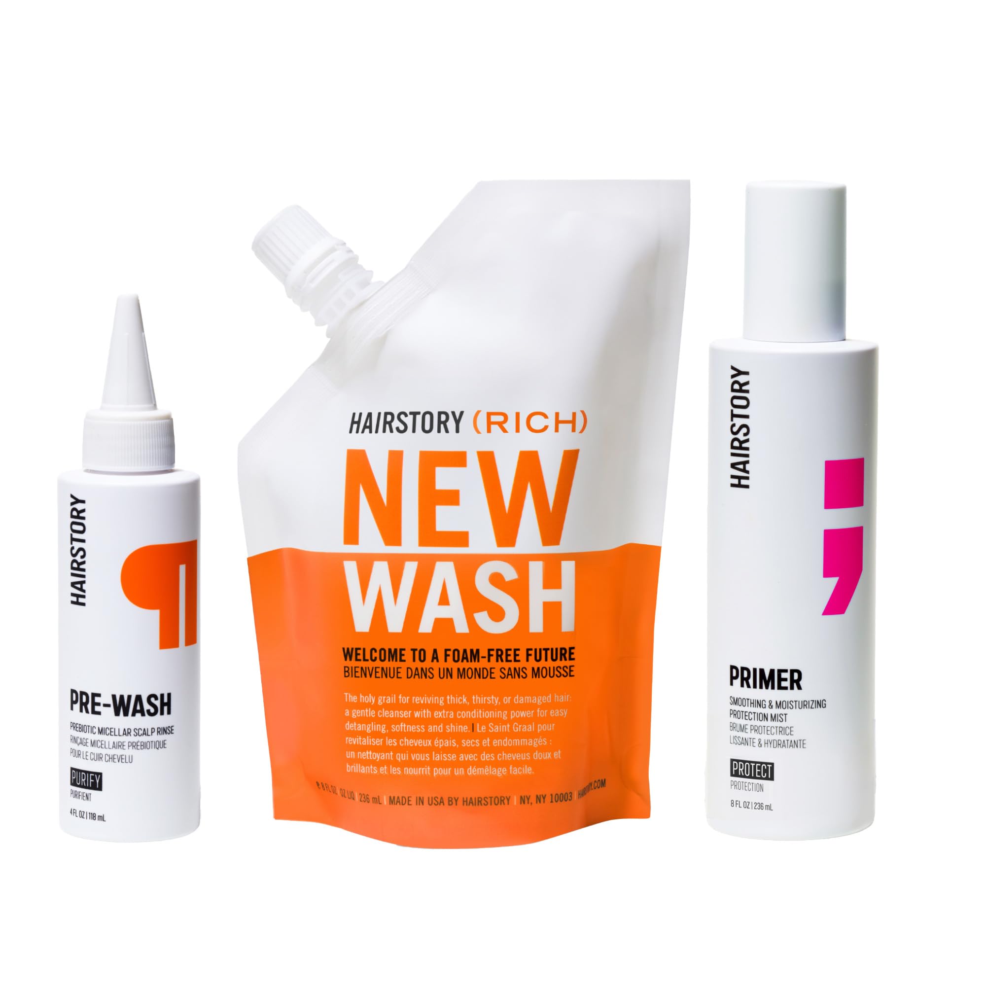 Hairstory New Wash Rich Hair Cleansing & Conditioning Bundle with Pre-Wash & Primer - Deep Moisturizing Treatment for Dry, Thick Hair - Perfect for Daily Haircare Routine & Salon-Quality Results at Home