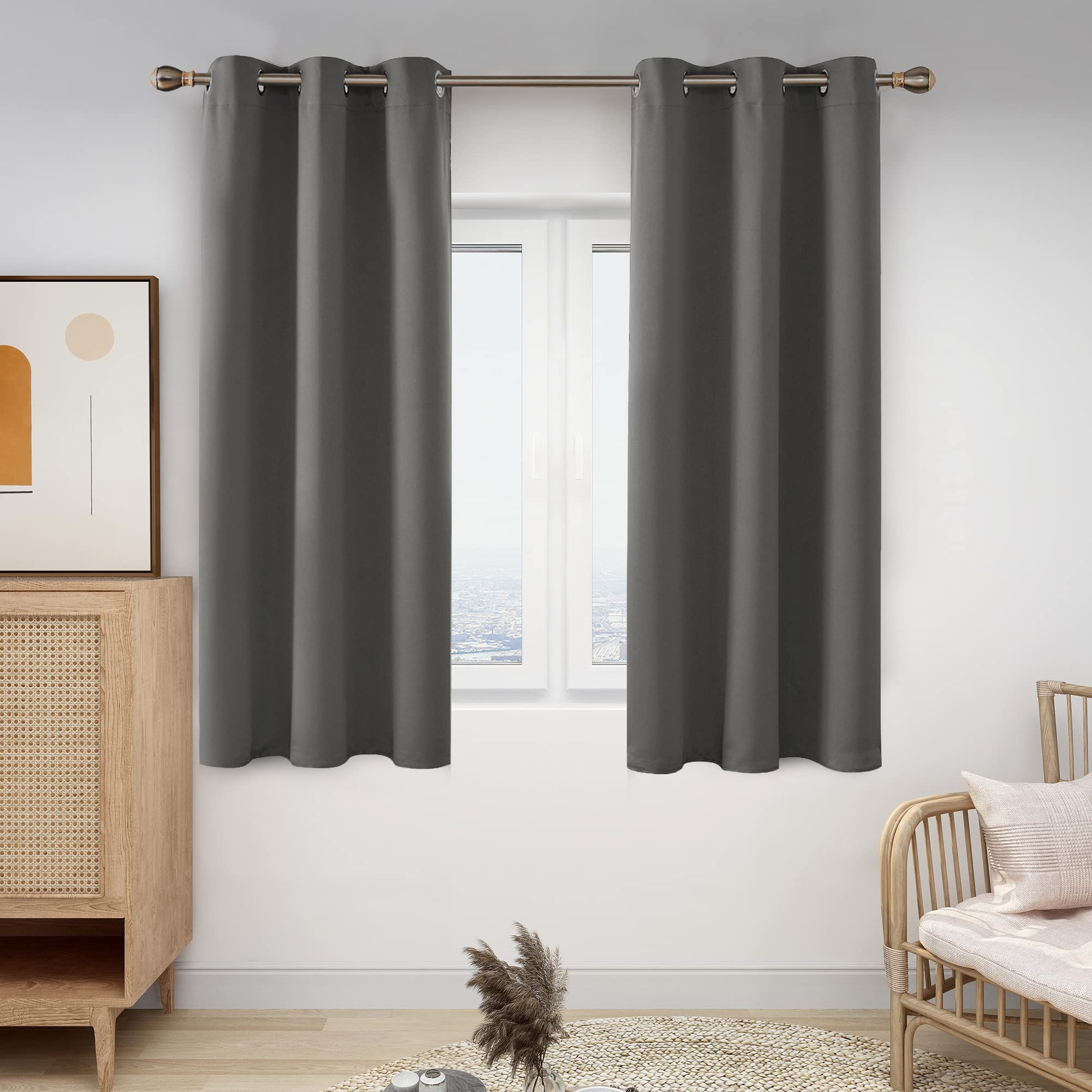 Deconovo Thermal Insulated Blackout Curtains for Bedroom & Living Room - 42x45 Inch Light Grey Room Darkening Panels - Perfect for Sleep, Privacy & Energy Efficiency