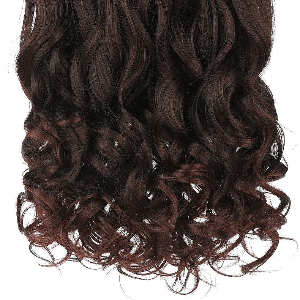 HOJI Natural Brown Curly/Wavy Hair Extensions for Women - Soft & Luxurious Human Hair Weft - Perfect for Daily Styling, Parties & Special Occasions