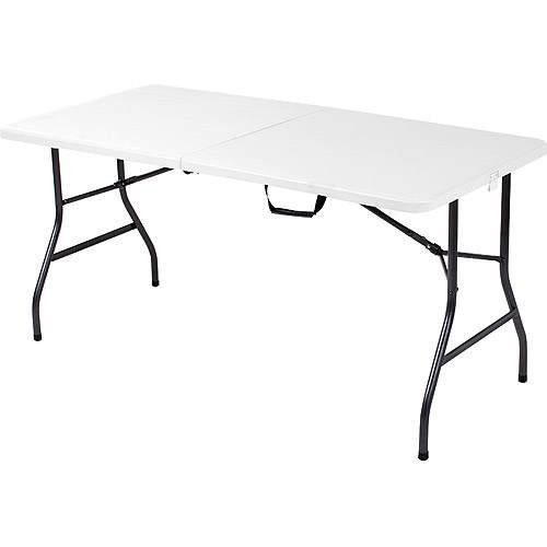 6 Foot Long Plastic Folding Banquet Table with Center Handle - Perfect for DJ Events, Wedding Receptions & Party Decorations