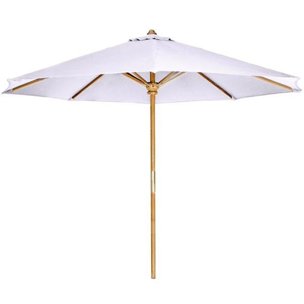 10 ft Teak Wood Market Umbrella with UV-Resistant Canopy - Perfect for Patio, Garden, and Outdoor Dining Areas