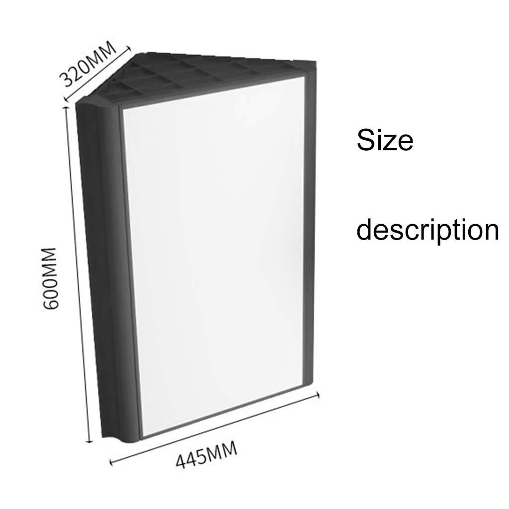 Triangular Wall Mirror Cabinet with 2-Tier Storage - Space Saving Corner Bathroom Vanity (60x32x44.5cm, Wood Finish) - Perfect for Small Bathrooms, Powder Rooms & Compact Spaces