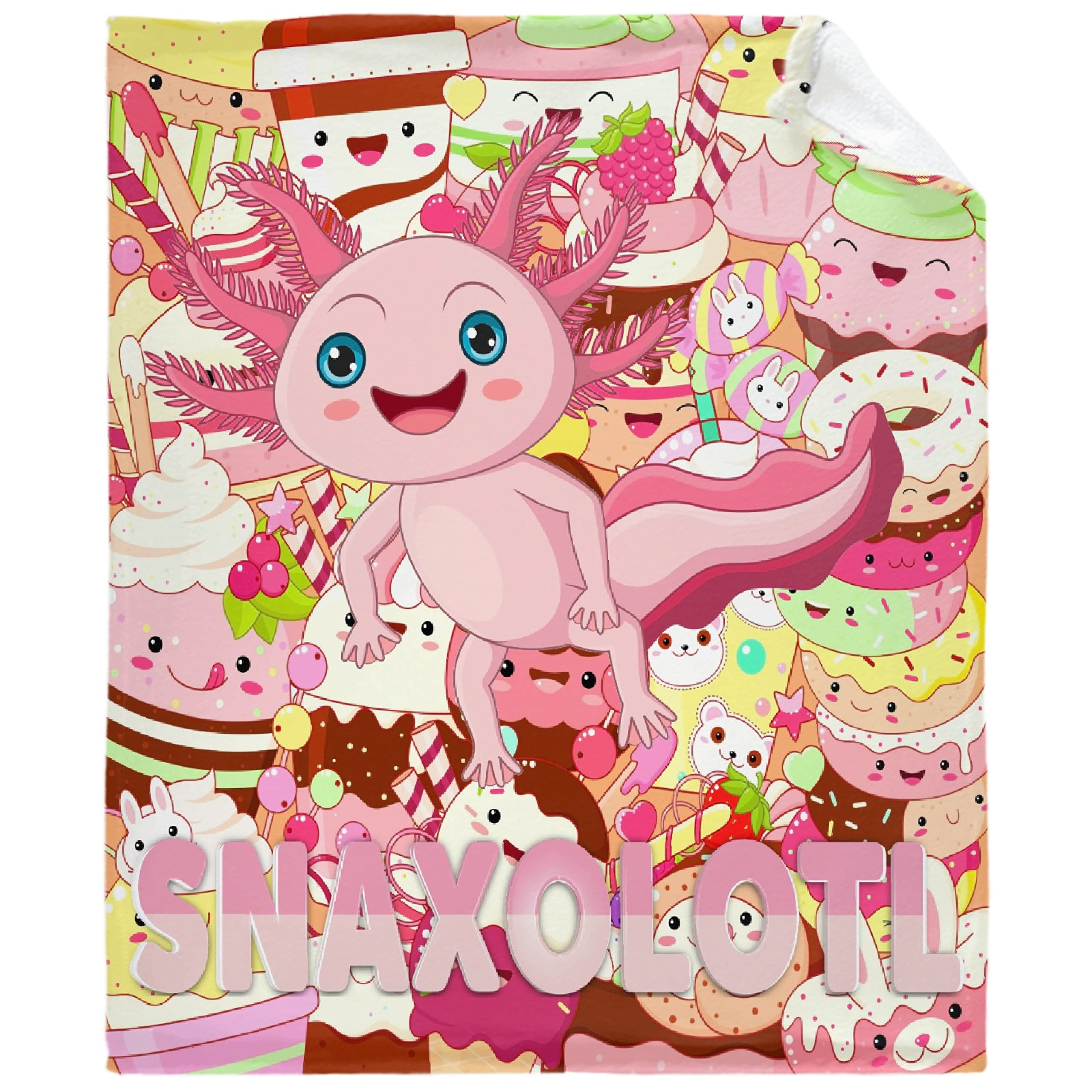 **Axolotl Plush Blanket - Soft Cozy Fleece Throw Blanket for Anime & Kawaii Lovers - Cute Pink Axolotl Gifts for Girls & Boys - Warm Fluffy Bed Quilt for Sofa, Couch & Home Decor - XL Size for Family Use**    *(Use Cases: Perfect for snuggling on the couch, adding kawaii decor to your room, or gifting to axolotl fans!)*
