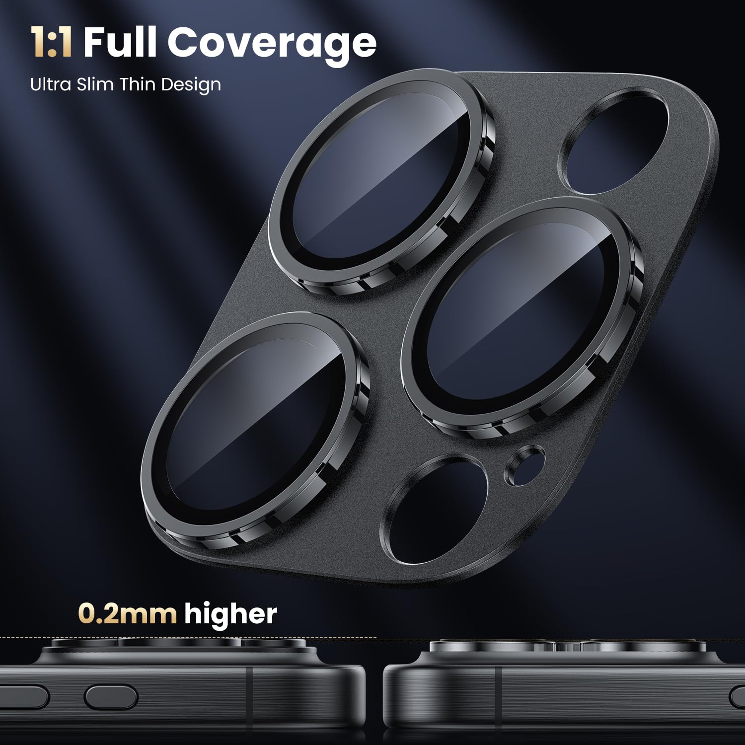 WSKEN Military Grade Shatterproof Camera Lens Protector for iPhone 16 Pro & iPhone 16 Pro Max - Black Titanium Metal Alloy Tempered Glass with Strong Adsorption - Perfect for Outdoor Adventures, Travel & Daily Protection