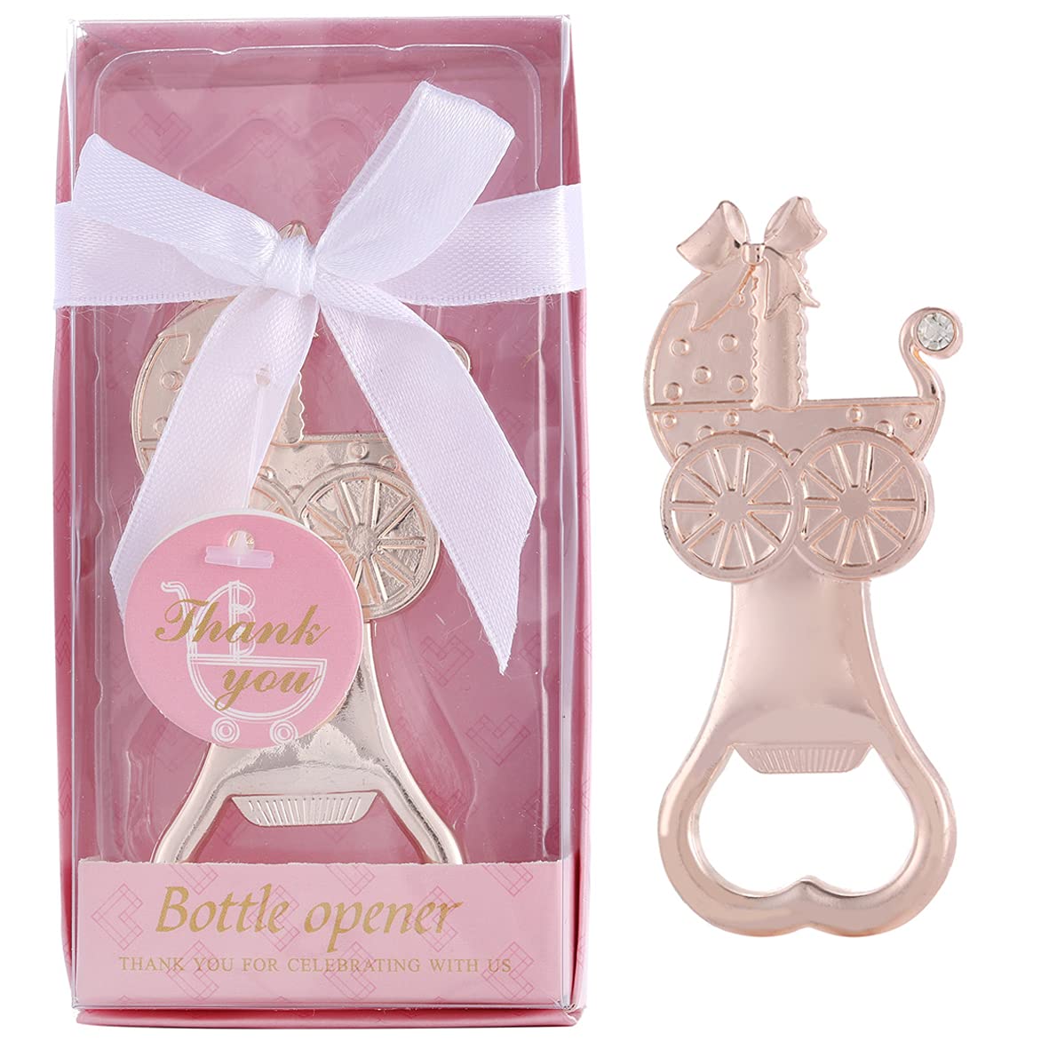 Layseri 24 Pack Pink Carriage Bottle Opener - Baby Shower Favors, Gender Reveal Party Gifts, Bridal Shower Souvenirs, Kids Birthday Party Favors for Guests - Perfect for Weddings, Showers & Special Events