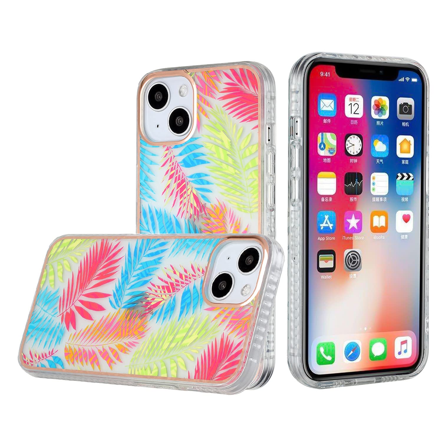 Premium Floral Design Shockproof Case for iPhone 12 & iPhone 12 Pro - IMD Electroplated Edge with Open Camera Hole | Stylish Protection for Everyday Use, Work & Travel