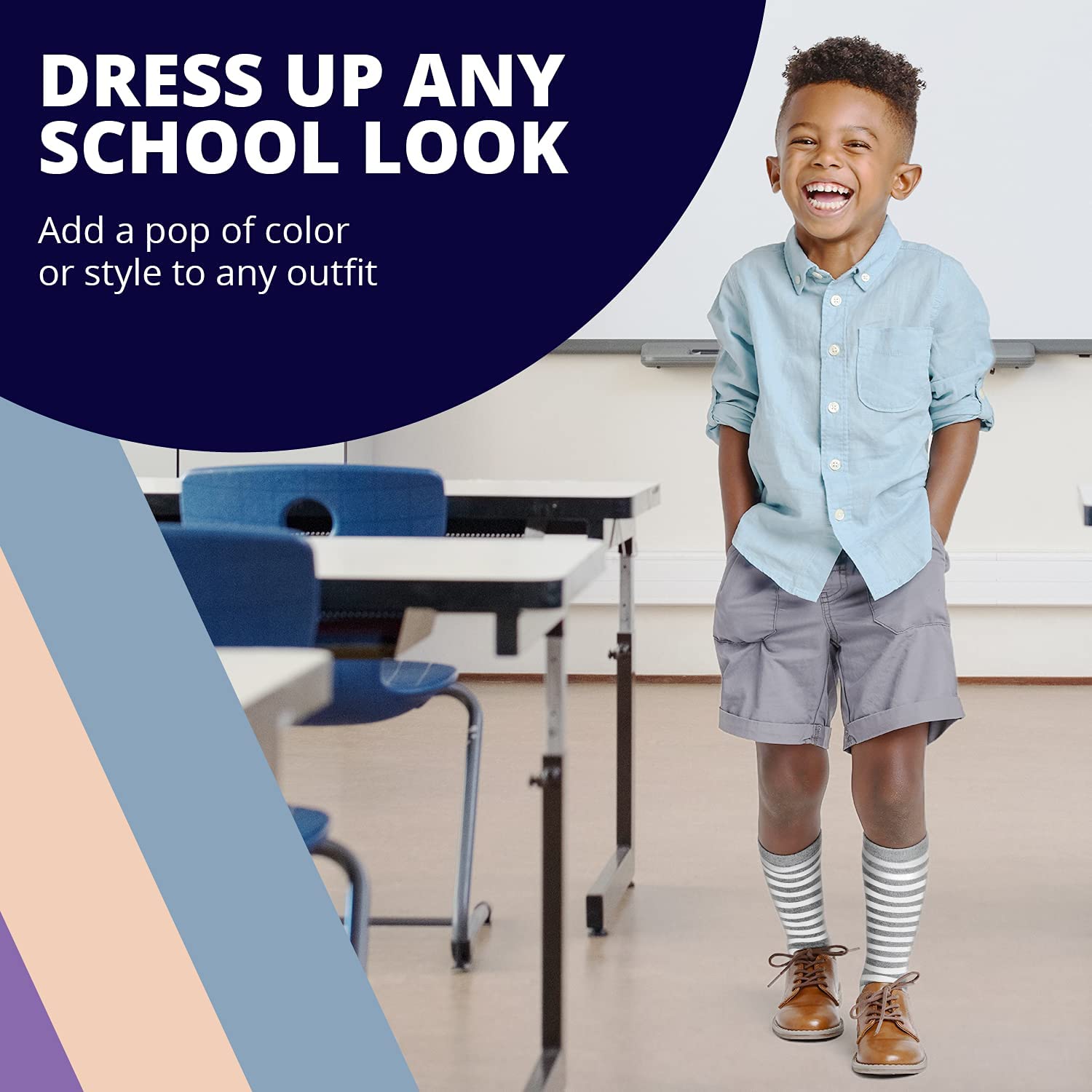 LA ACTIVE Girls Knee High Socks - Soft Warm Cotton School Uniform & Sports Socks for Toddlers & Kids - Perfect for School, Dance, Cheerleading & Winter Outfits