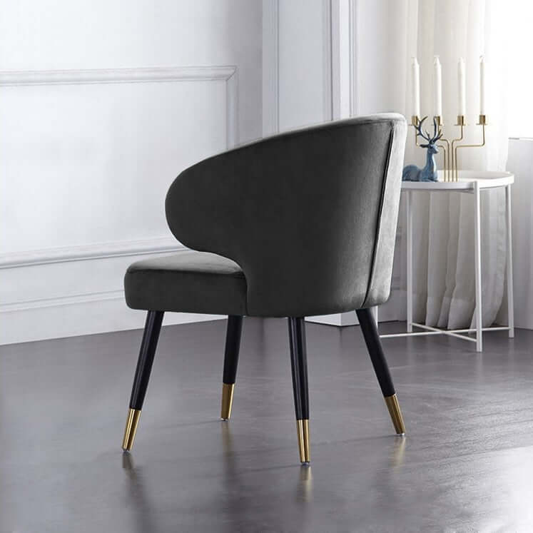 Mid-Century Modern Gray Velvet Upholstered Dining Chairs with Arms - Set of 2 for Dining Room, Kitchen, or Home Office - Comfortable & Stylish Seating Solution