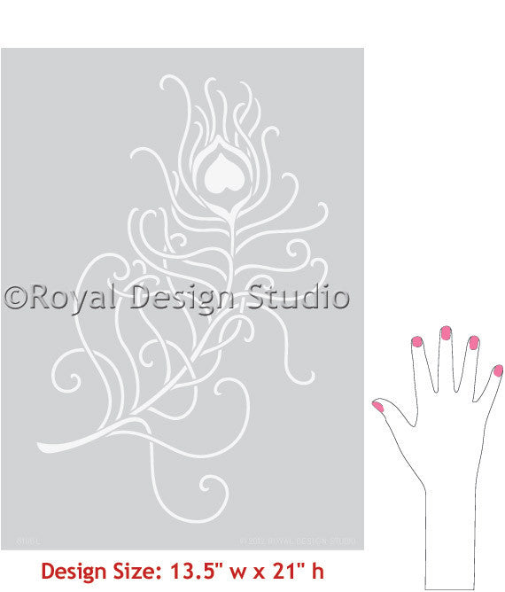 Peacock Feather Stencils for Furniture & Wall Decor - DIY Home Decoration, Craft Projects, and Artistic Wall Designs