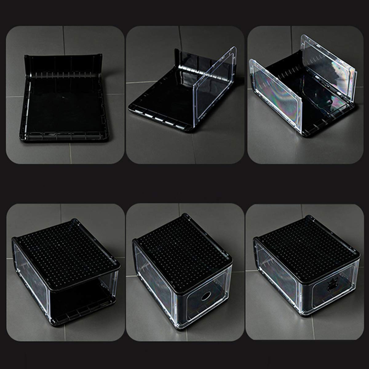 5-Pack Clear Collapsible Shoe Storage Boxes - Transparent Plastic Shoe Organizer for Sneakers, Boots & Heels | Space-Saving Closet & Underbed Storage Solution for Home, Dorm & Travel