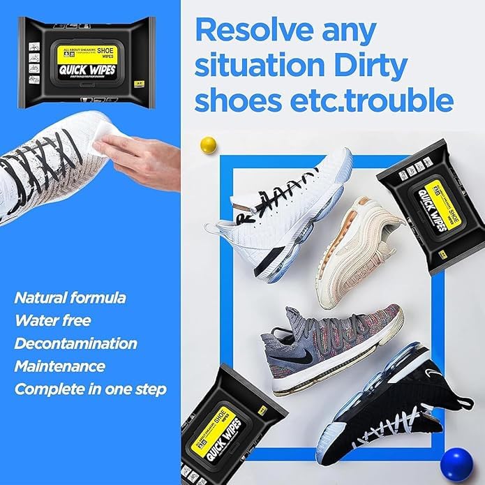KD ZONE Shoe Wipes for Sneakers - 80 Count Pack | Quick Stain Remover & Instant Shoe Cleaner Wipes | Gentle on Leather, Canvas & Athletic Shoes | Perfect for Gym, Travel & Everyday Shoe Care
