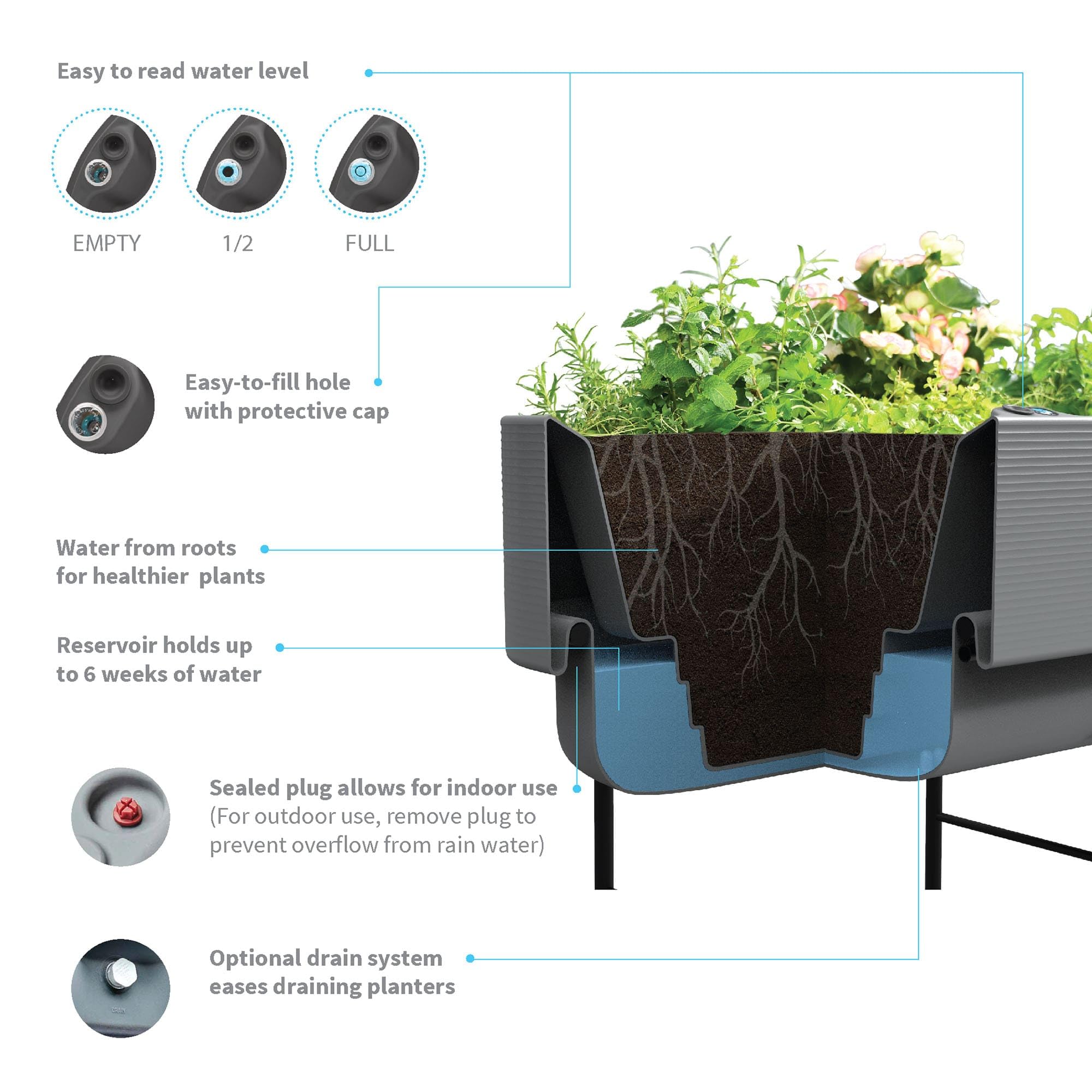 Crescent Garden Nest Indoor/Outdoor Raised Garden Bed Planter Box - 22 x 44 Inches, Alpine White - Perfect for Vegetables, Herbs & Flowers in Patio, Deck or Backyard