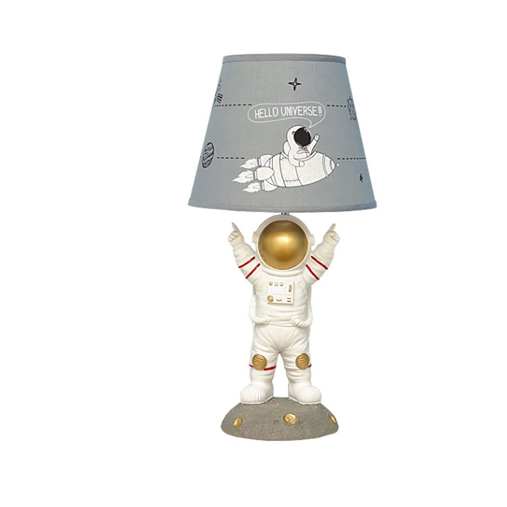 Astronaut Table Lamp - Creative LED Desk Lamp for Kids Room, Bedroom & Dorm - Nordic Style Nightstand Light with Eye Protection - Perfect for Boys Bedroom, Study & Night Reading (White)