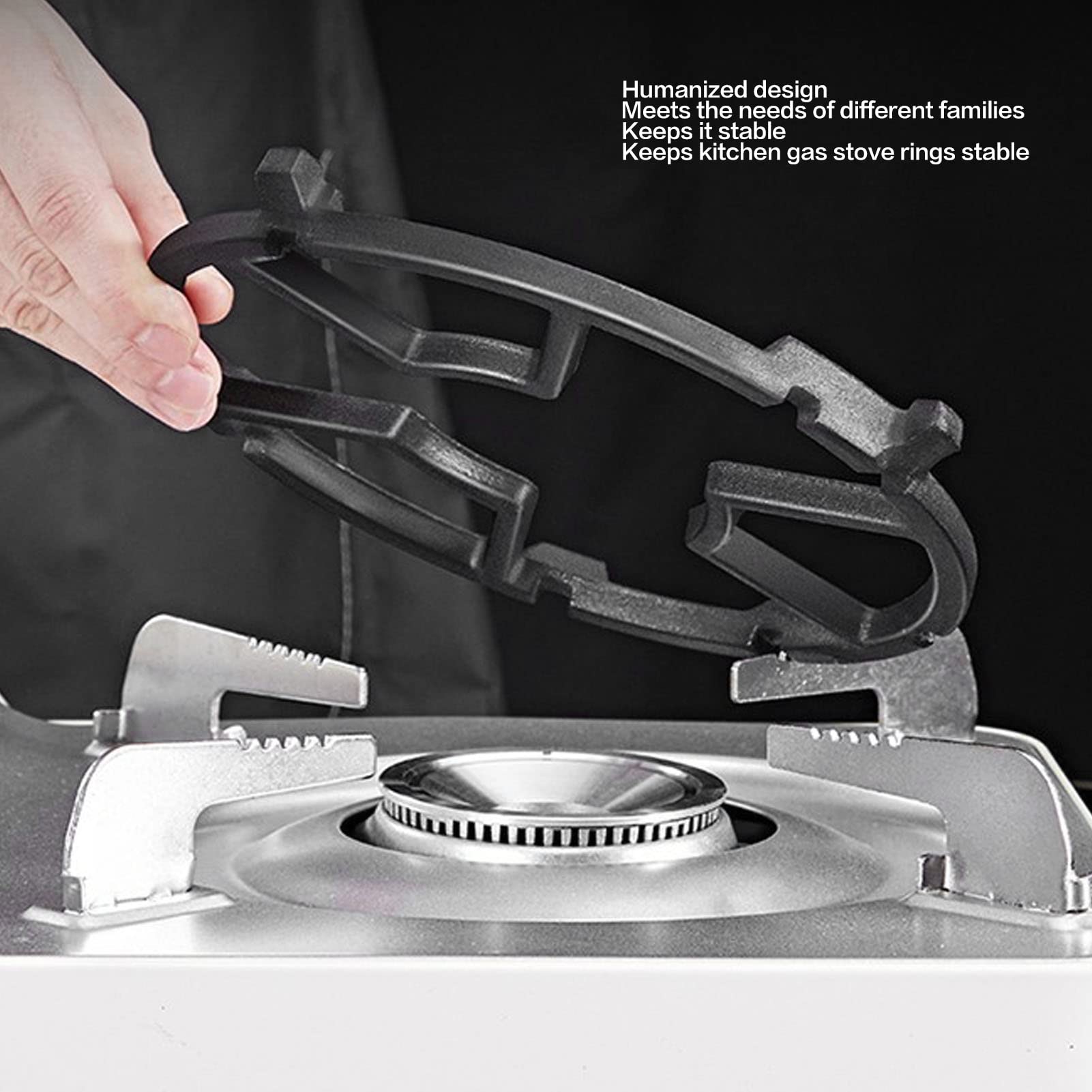 Premium Cast Iron Wok with Non-Slip Black Stove Rack - Universal Kitchen & Camping Cookware, Round Moka Pot Holder, Gas Cooktop Range Pan Grate Support Stand for Gas Hob Accessories - Perfect for Stir-Frying, Boiling & Outdoor Cooking
