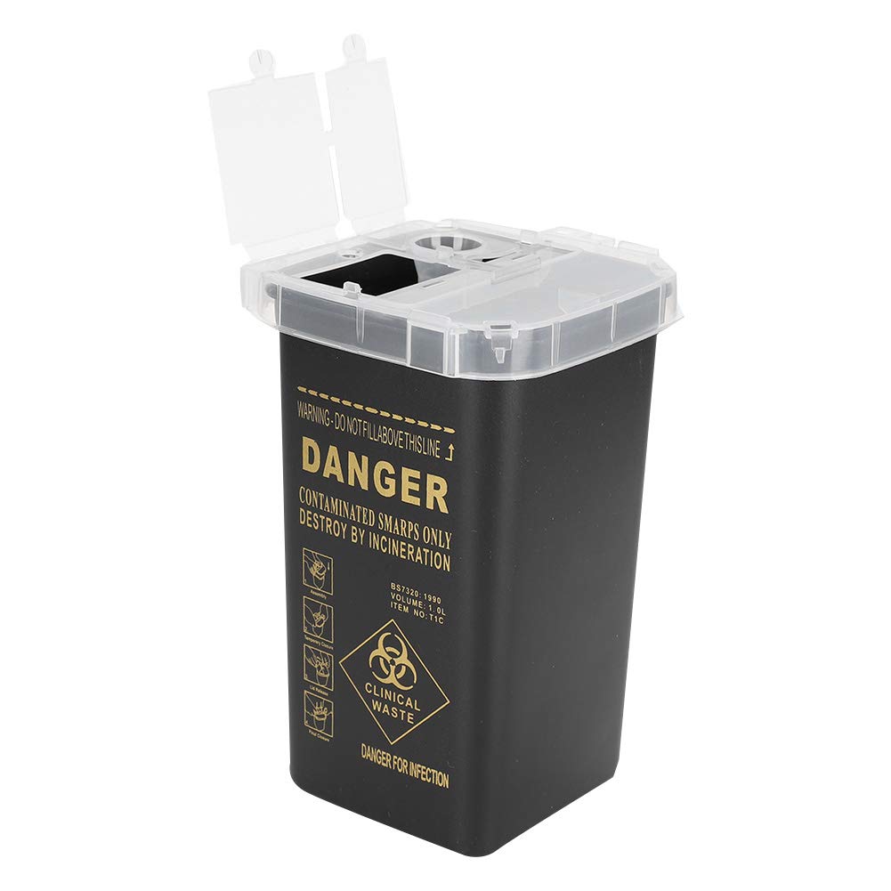 Sharps Container for Needles & Blades - Safe Medical Waste Disposal Bin for Tattoo Supplies, Clinics & Home Use | FDA Compliant Needle Destruction Box (Black)